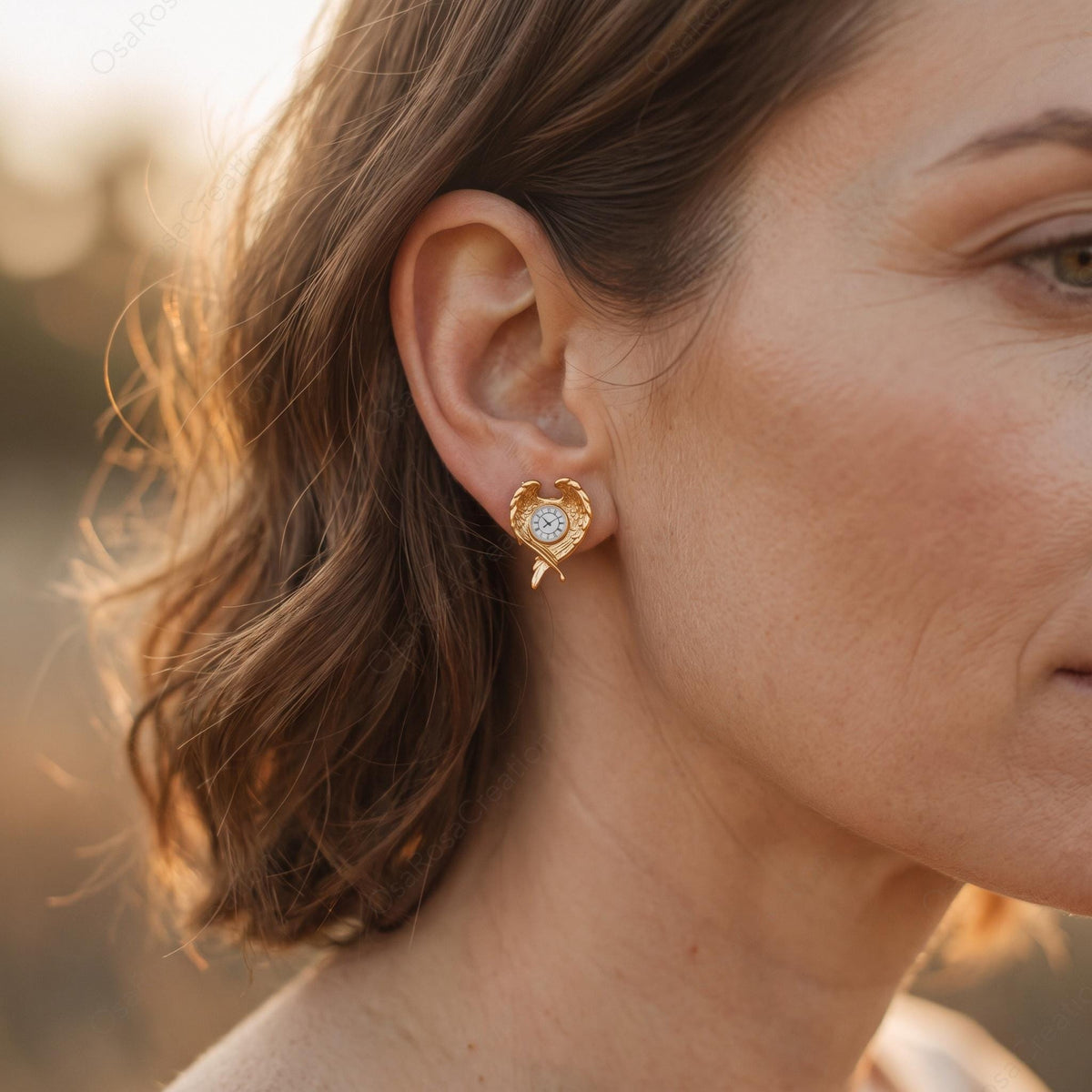 Angel Wing Clock Earrings