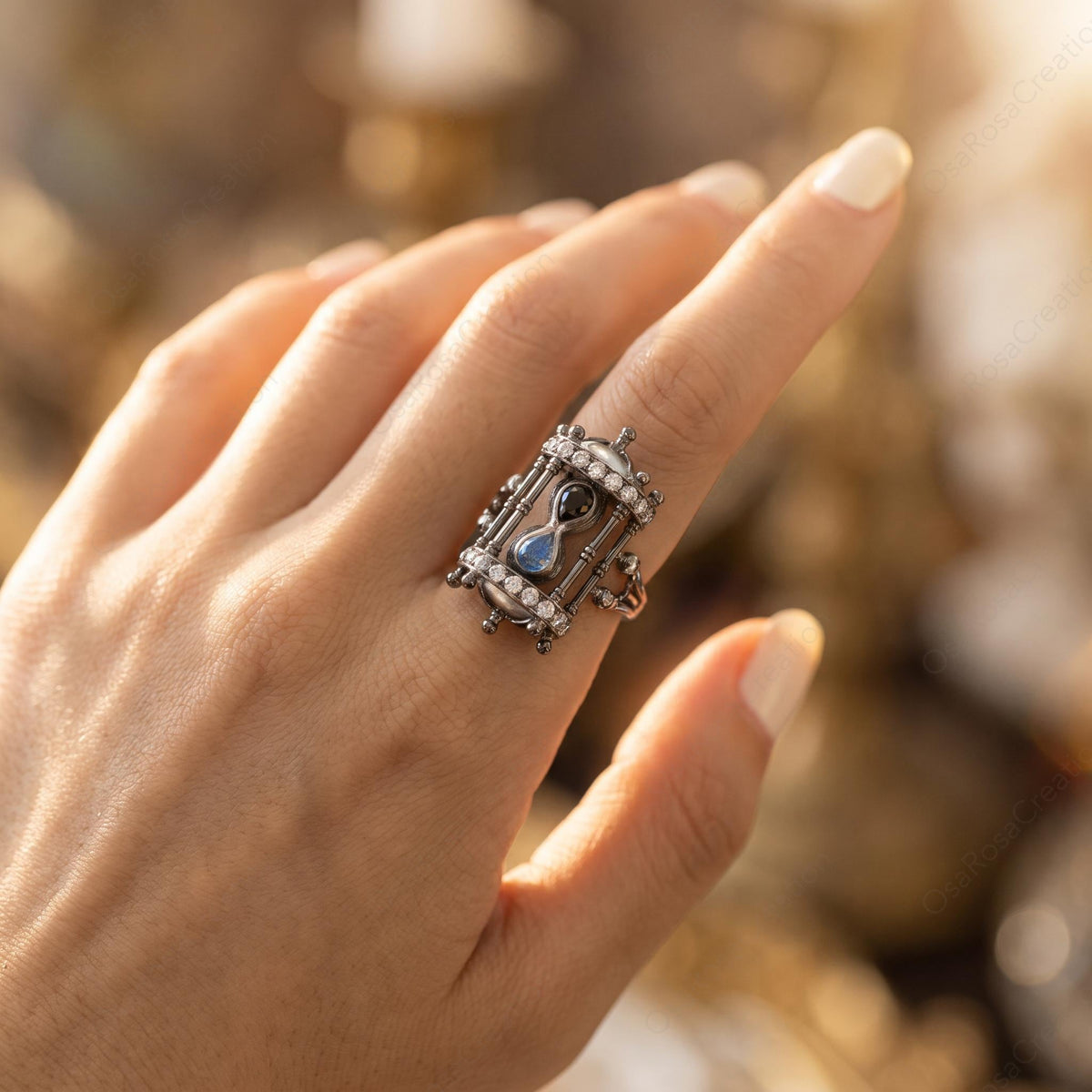 Oxidized Hourglass Ring