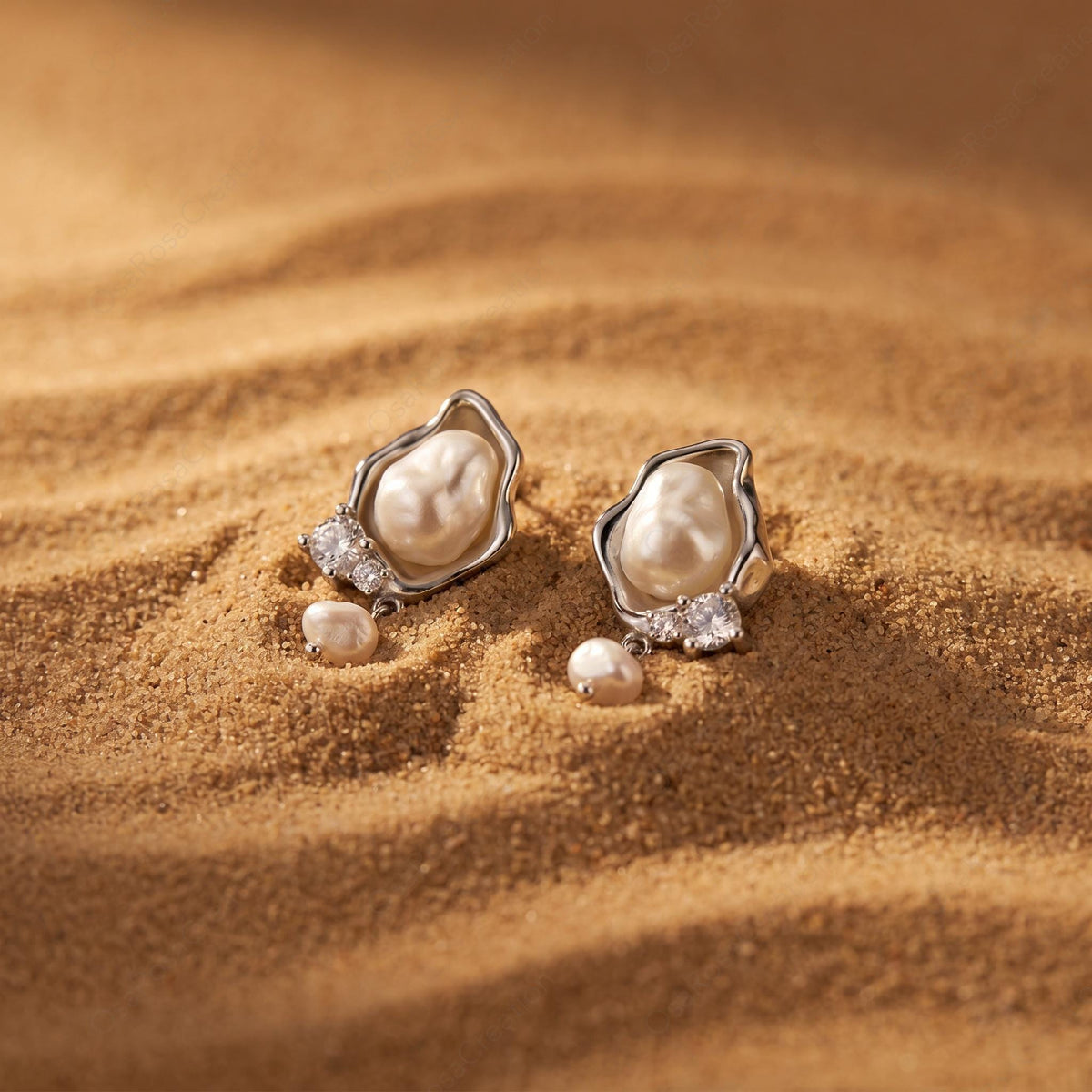 Baroque Pearl Wave Earrings