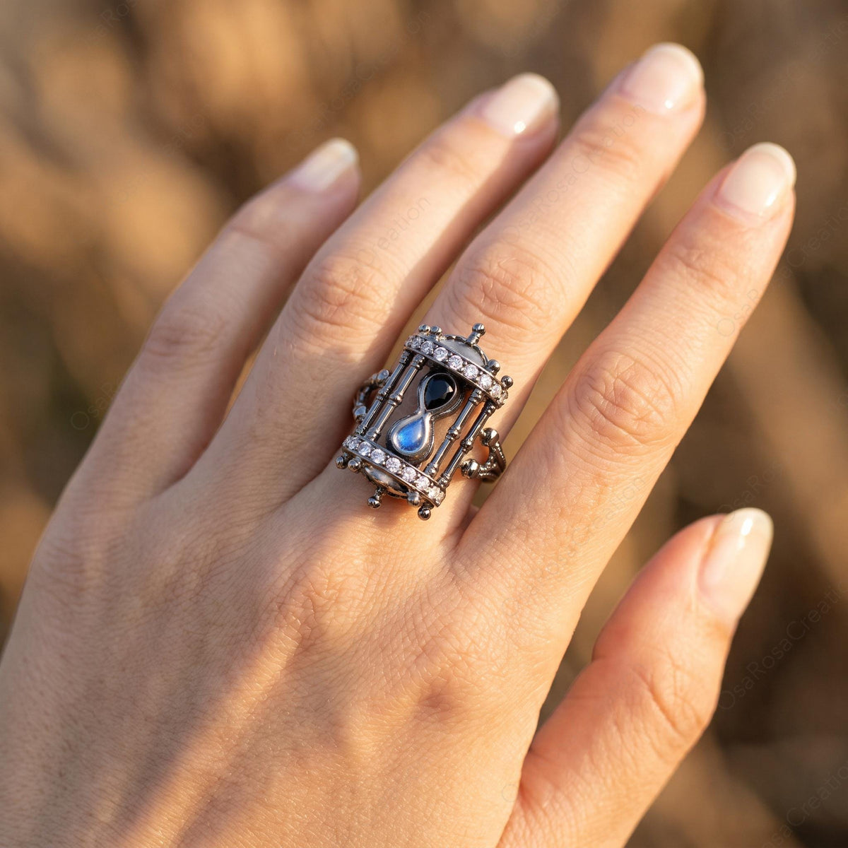 Oxidized Hourglass Ring