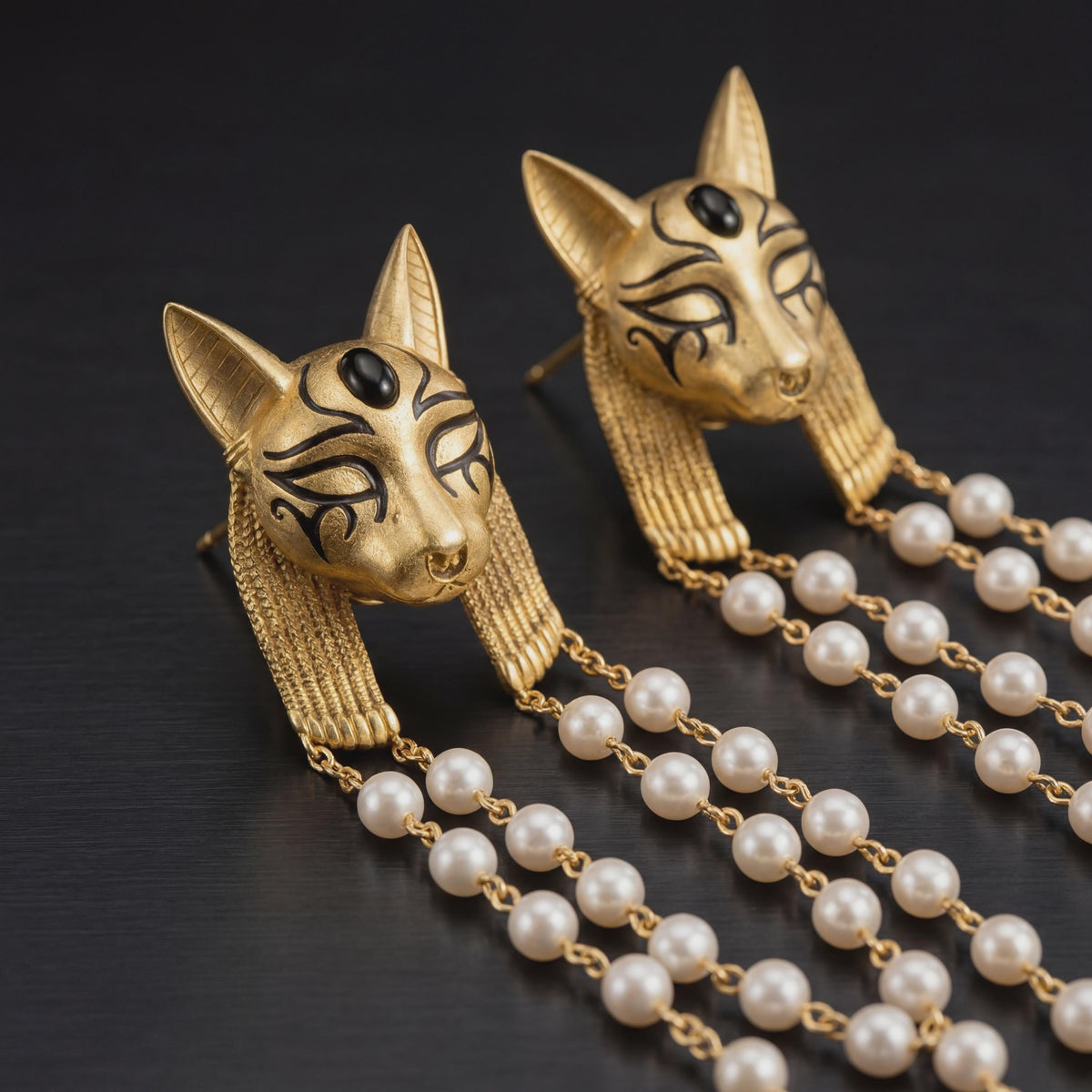 Bastet Pearl Tassel Earrings