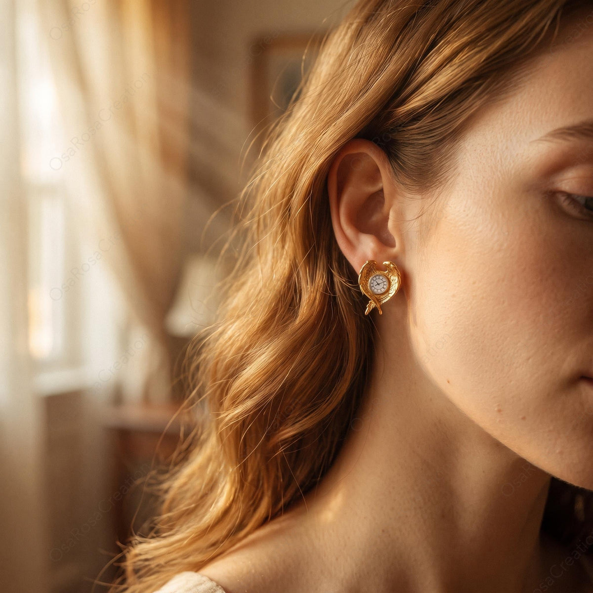 Angel Wing Clock Earrings