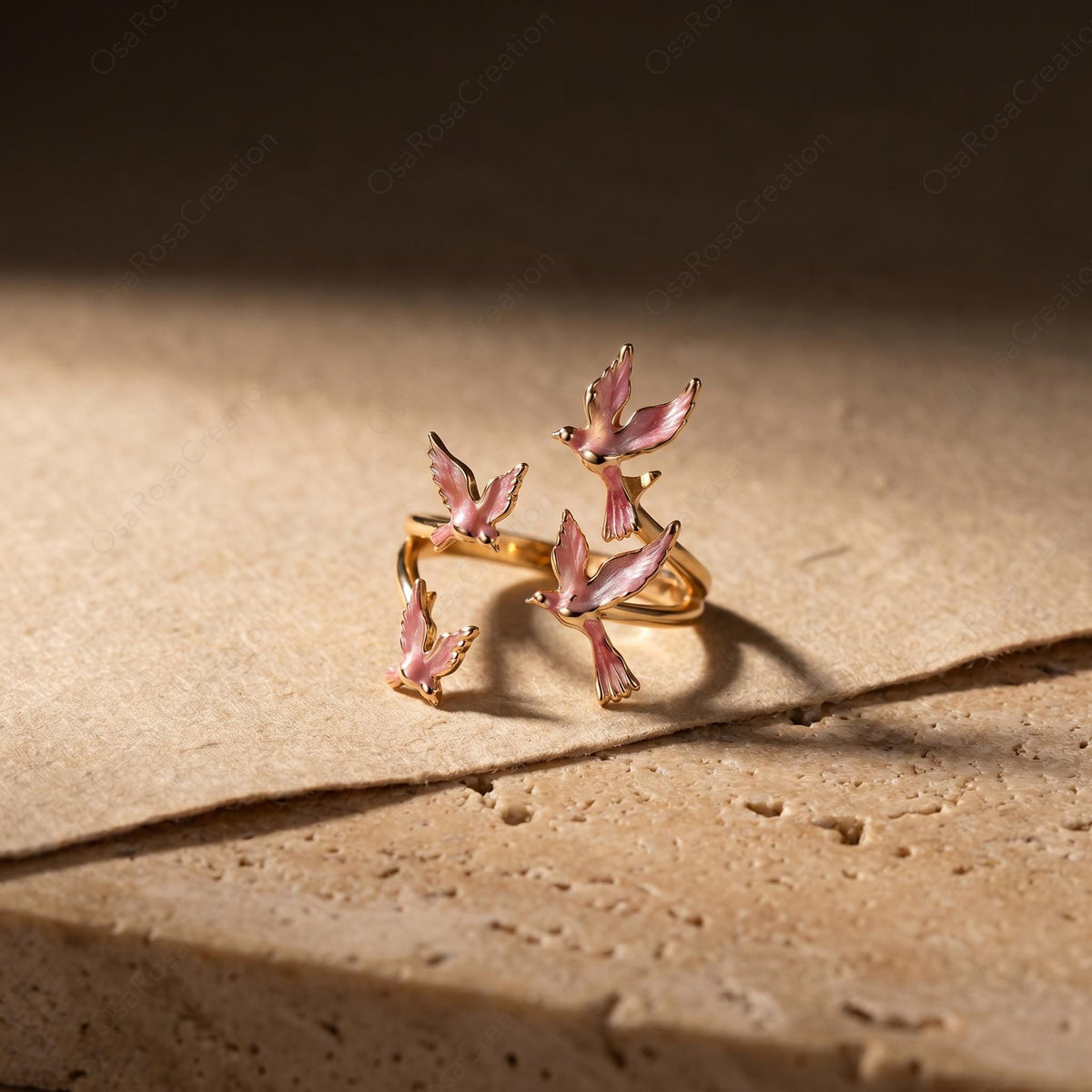 Anello Rondine Rosa