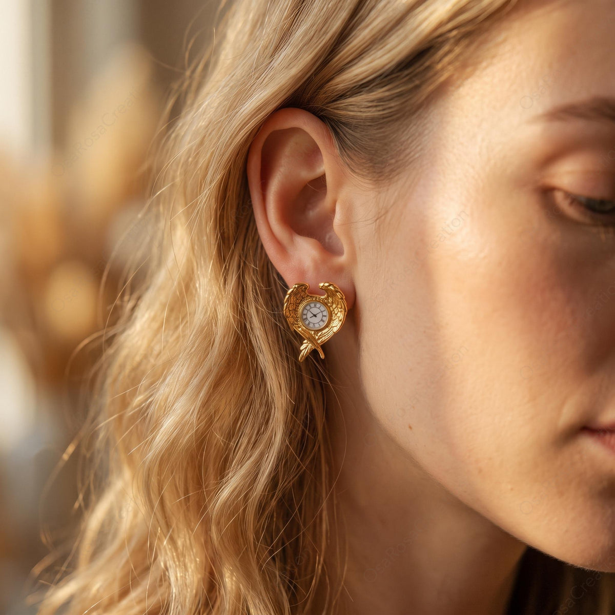 Angel Wing Clock Earrings