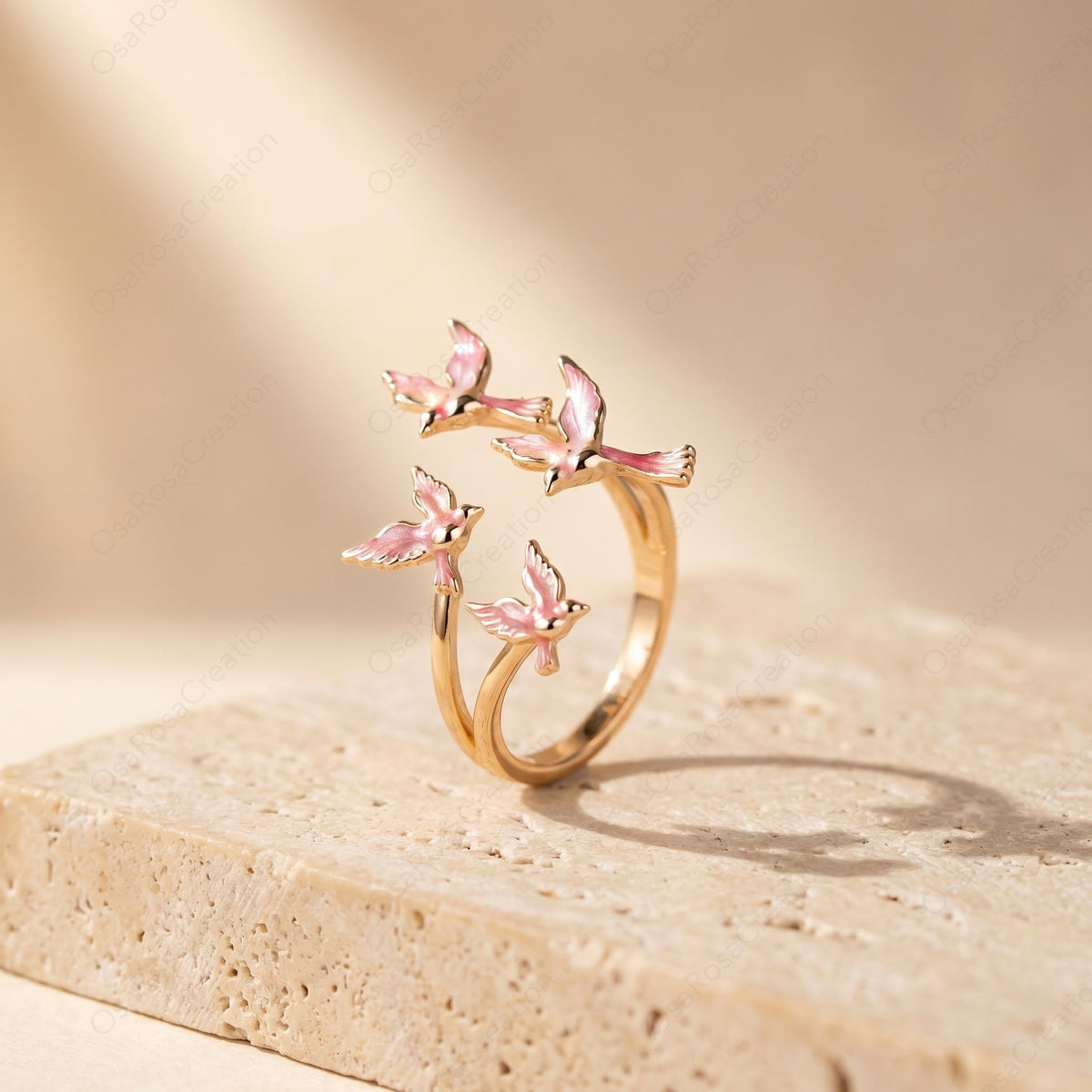 Anello Rondine Rosa