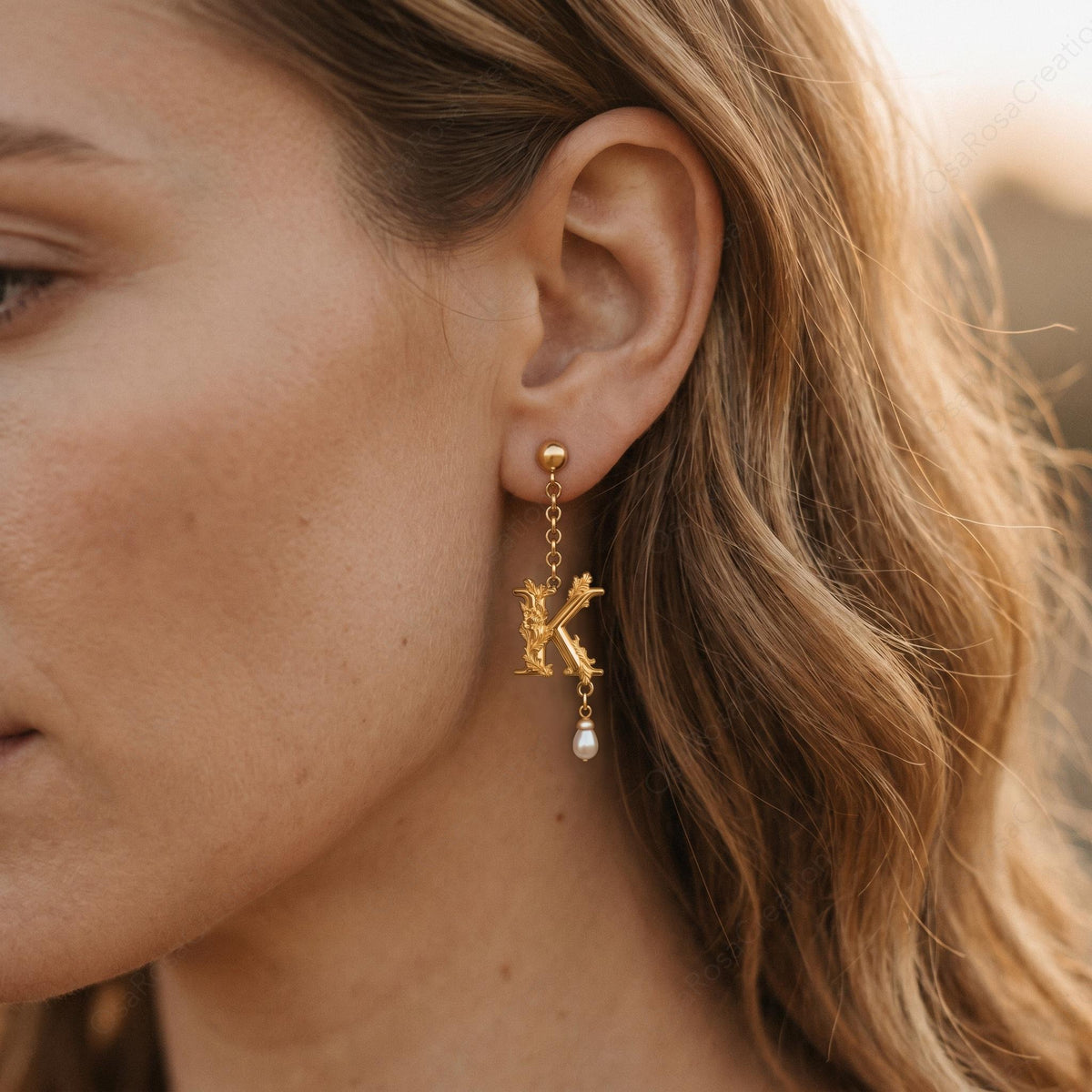 Baroque Letter K Earring
