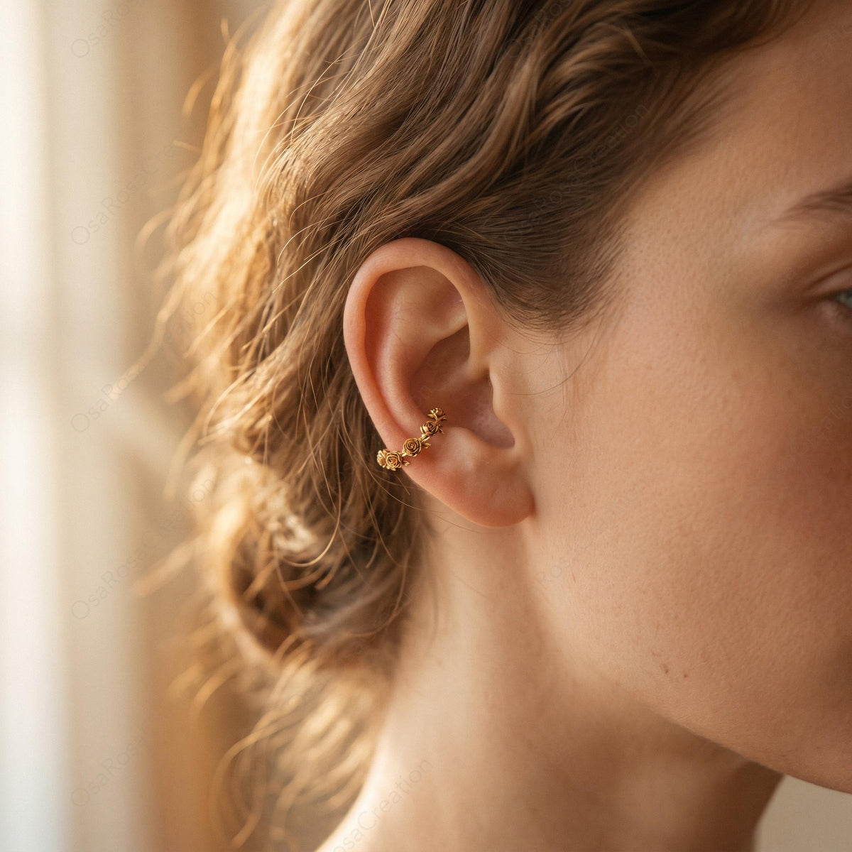 Sculpted Rose Ear Cuff