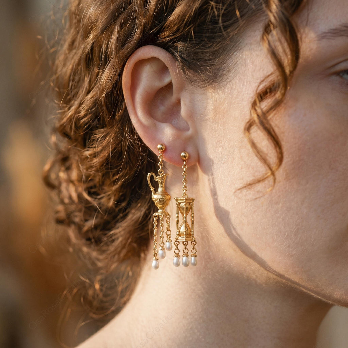 Eternal Hourglass Pearl Earrings