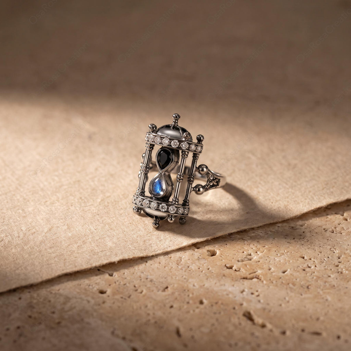 Oxidized Hourglass Ring