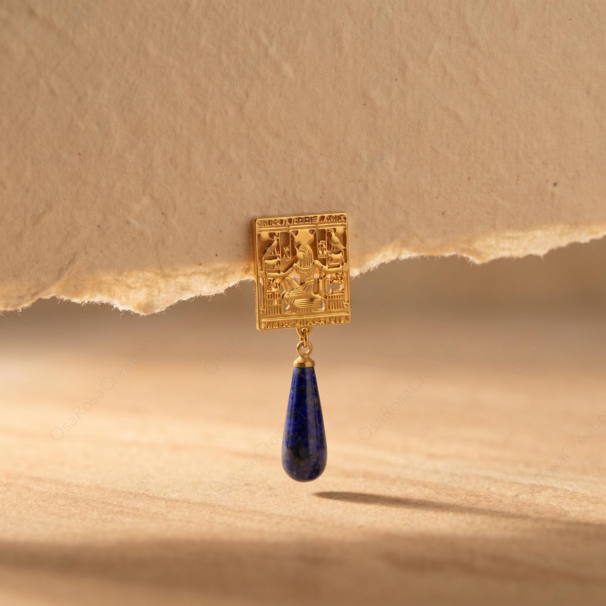 Boucles d'oreilles Isis Bleues en Forme de Goutte