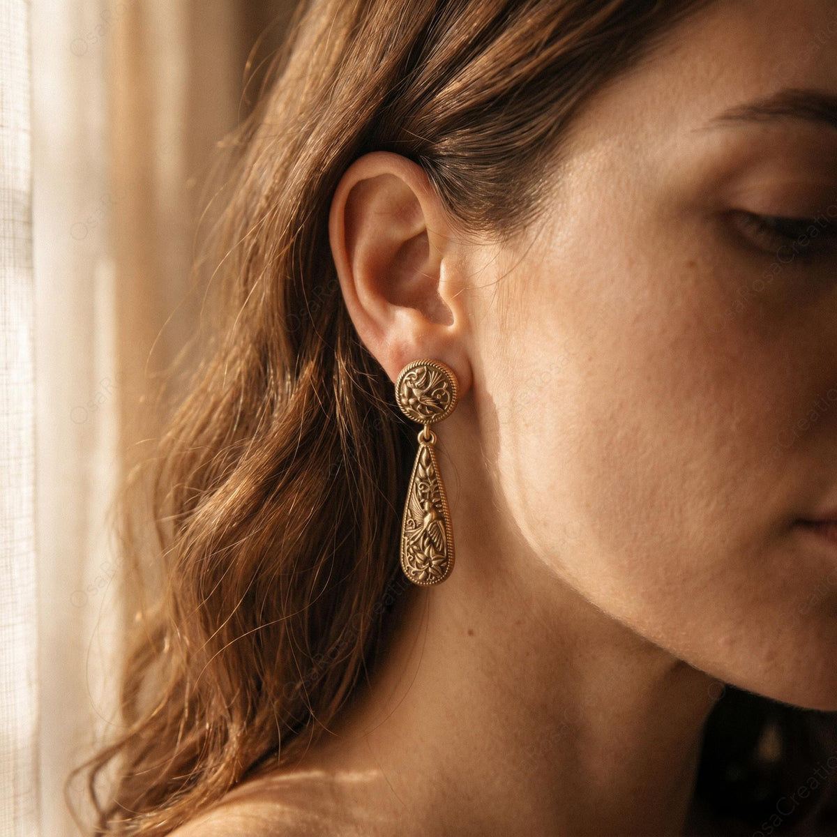 Victorian Botanical Teardrop Earrings