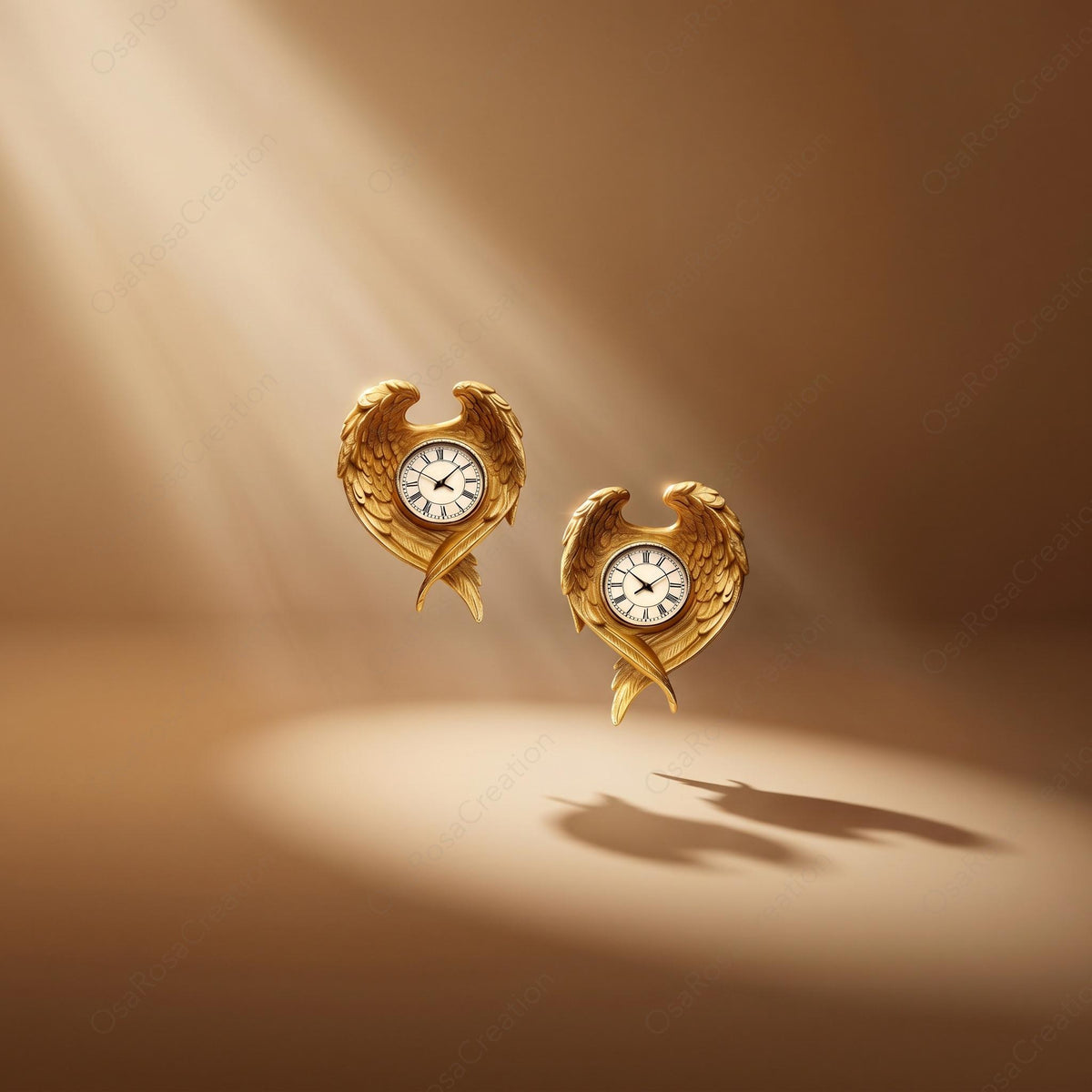 Angel Wing Clock Earrings