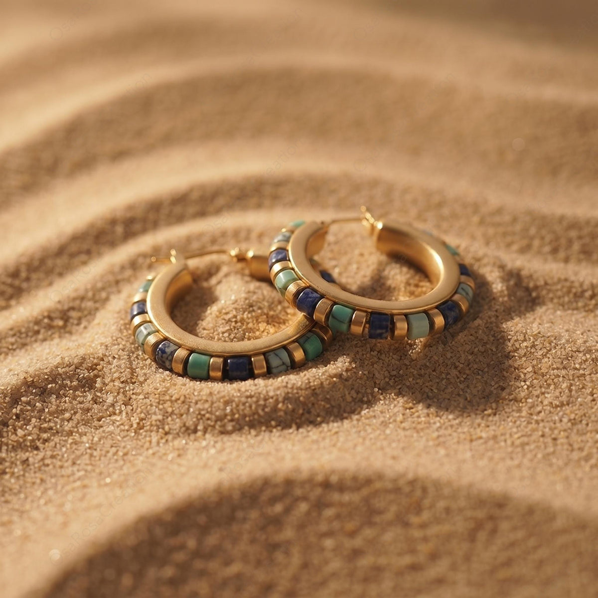Mediterranean Blue Bead Hoops