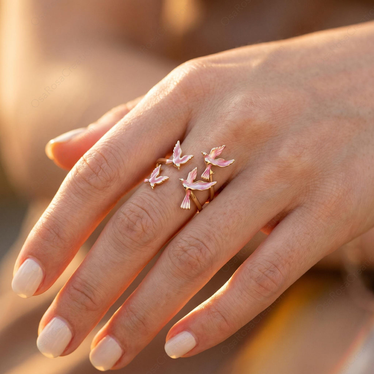 Anello Rondine Rosa