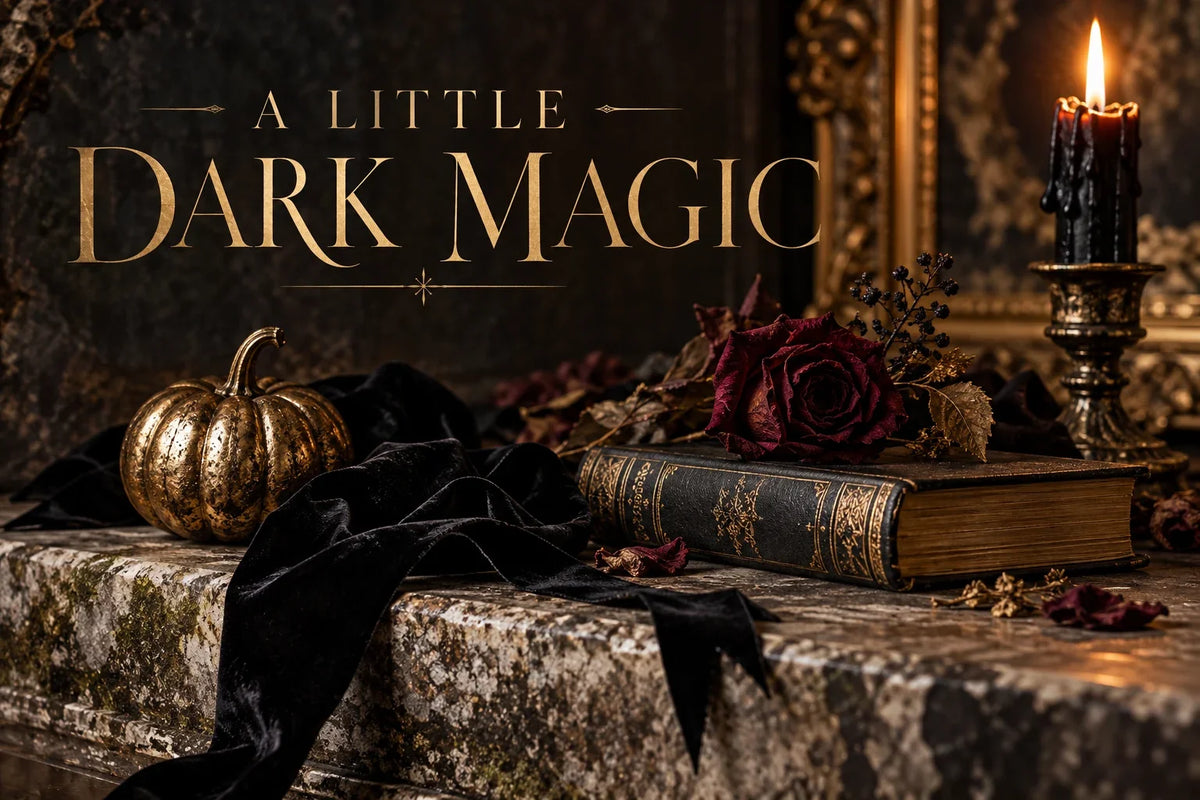 A Little Dark Magic — Halloween editorial still life (AI-created)