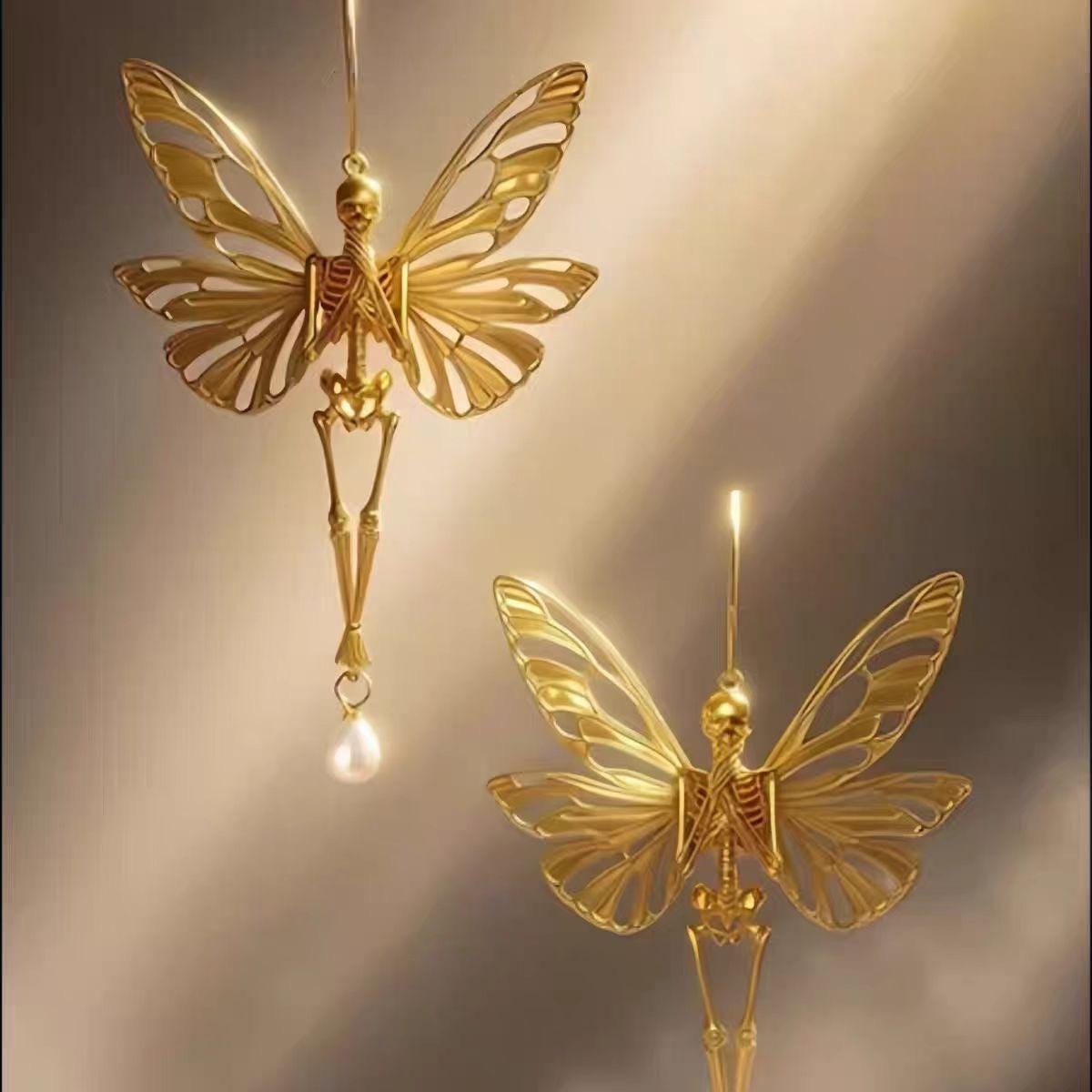 Butterfly Bone Pearl Earrings