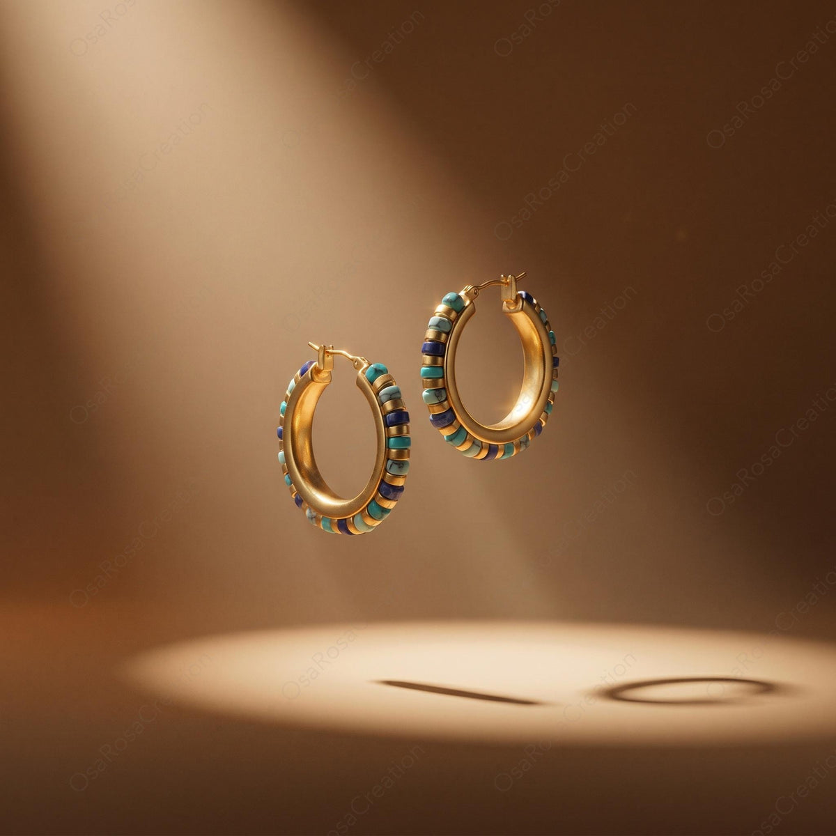 Mediterranean Blue Bead Hoops