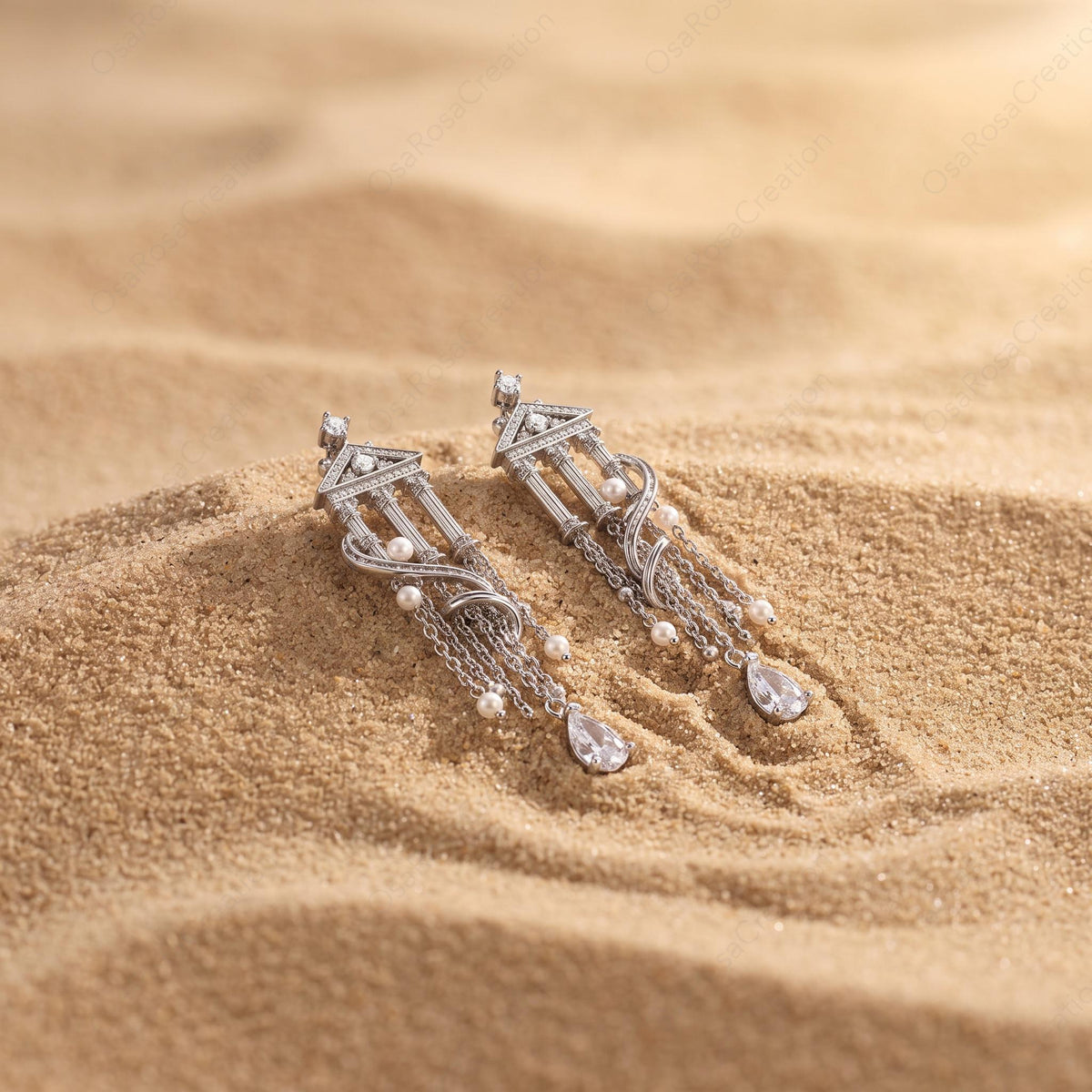 Temple Pearl Tassel Earrings