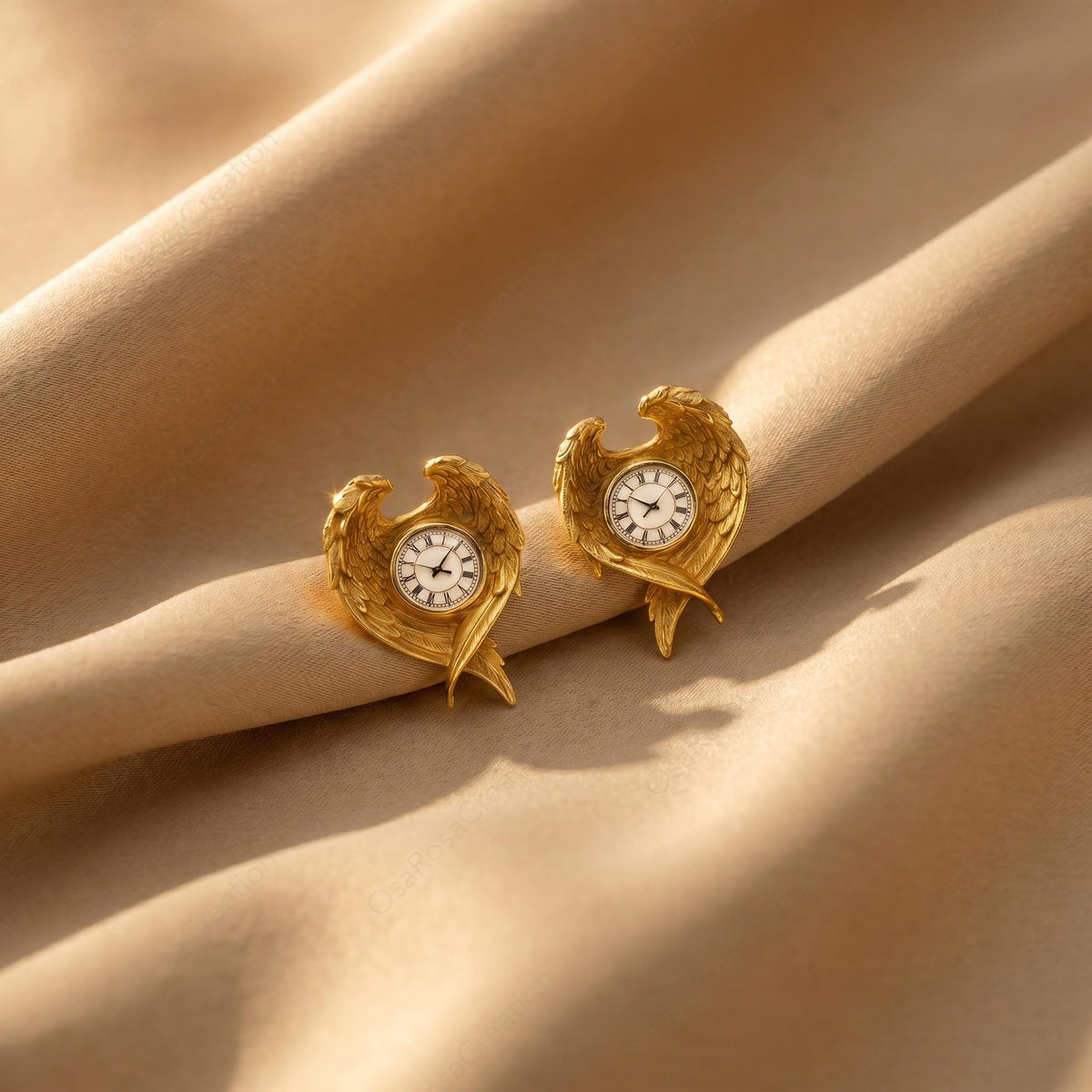 Angel Wing Clock Earrings