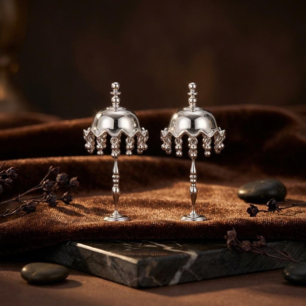 Silver Lamp Tassel Earrings
