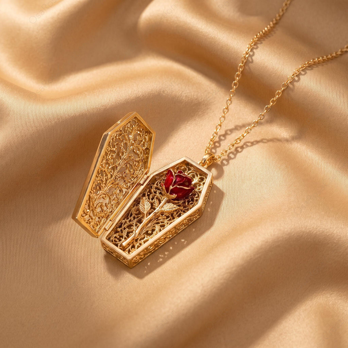 Rose Coffin Locket