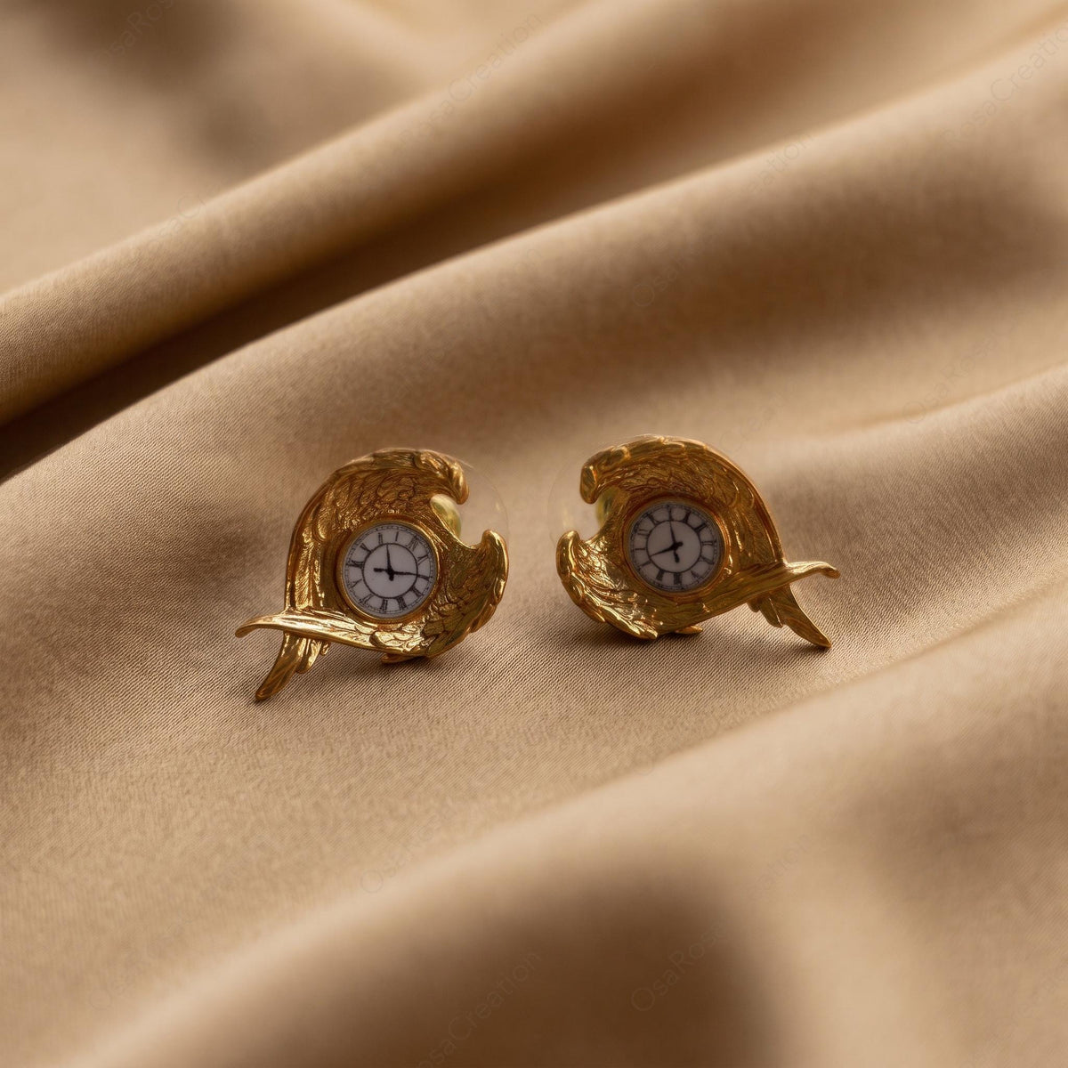 Angel Wing Clock Earrings
