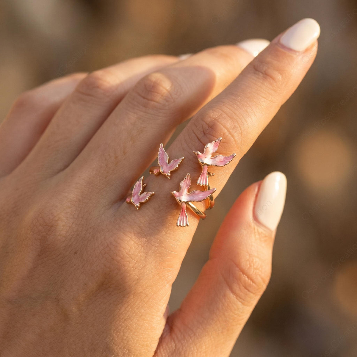 Anello Rondine Rosa
