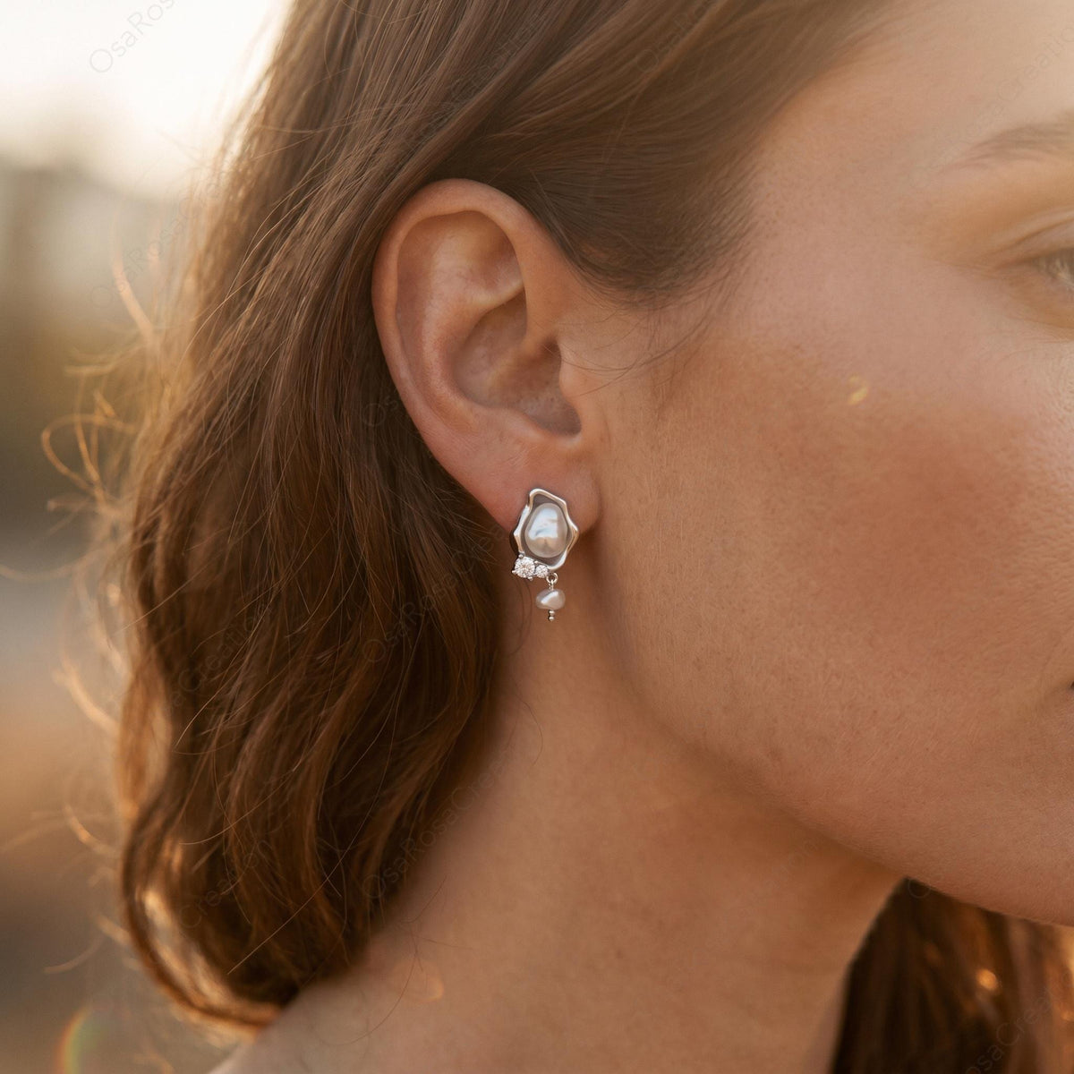 Baroque Pearl Wave Earrings