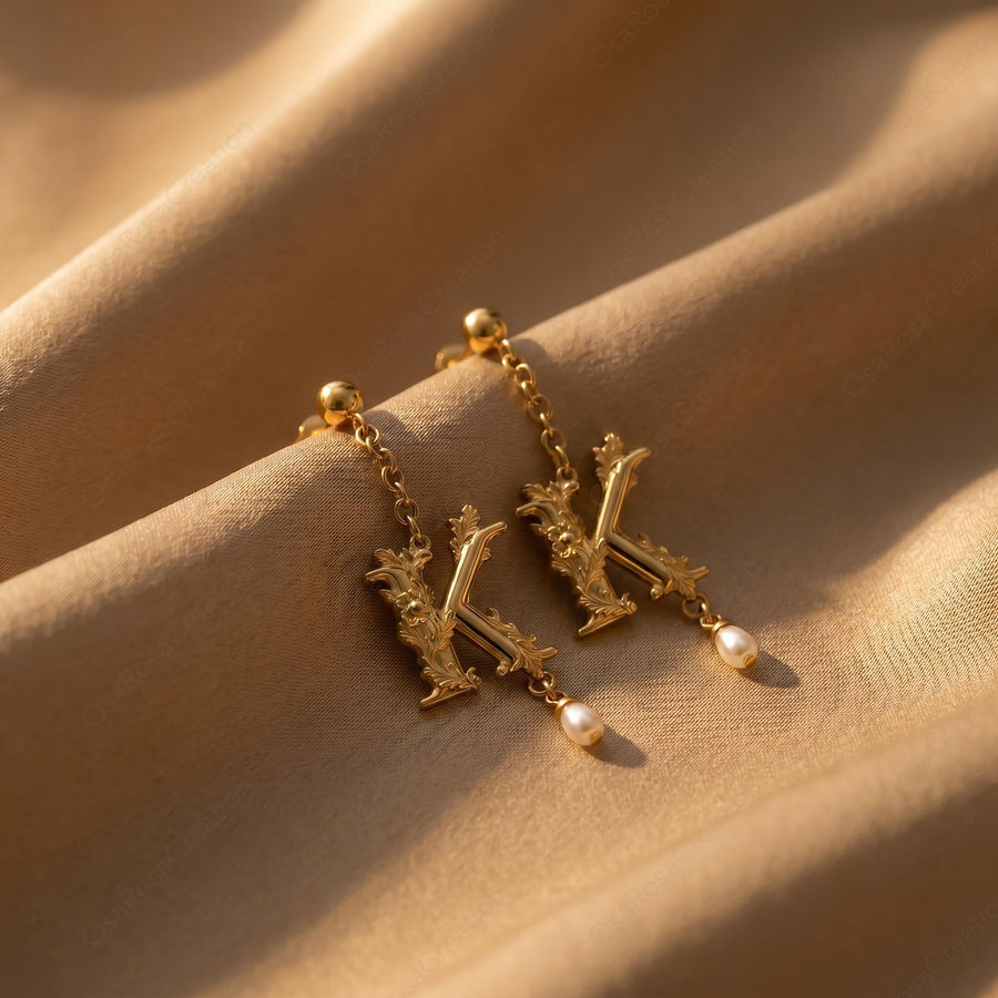 Baroque Letter K Earring