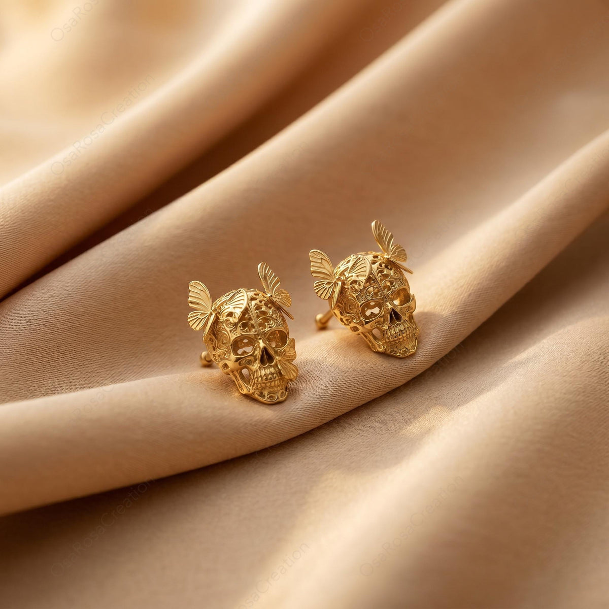 Skull Butterfly Studs