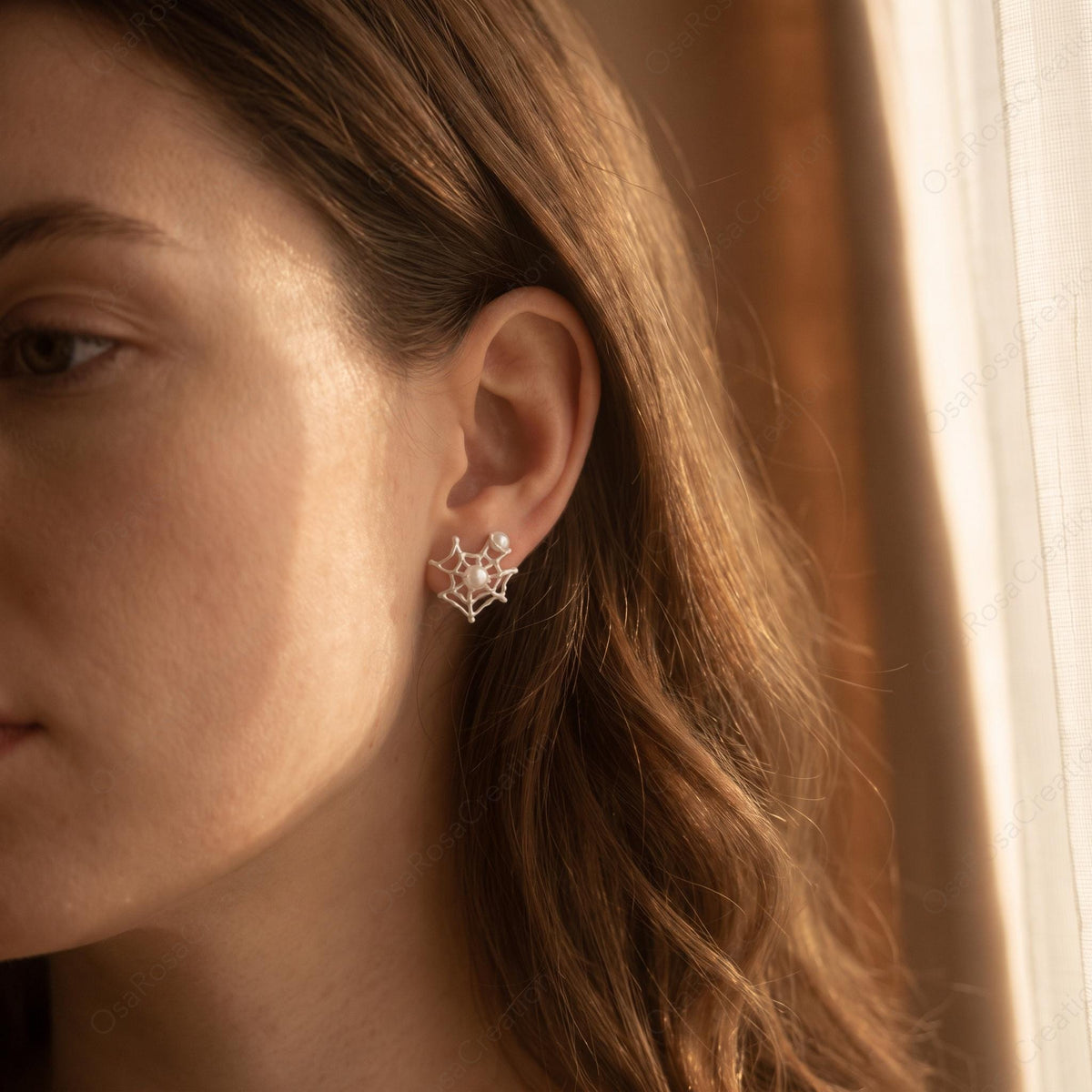 Pearl Spiderweb Earrings