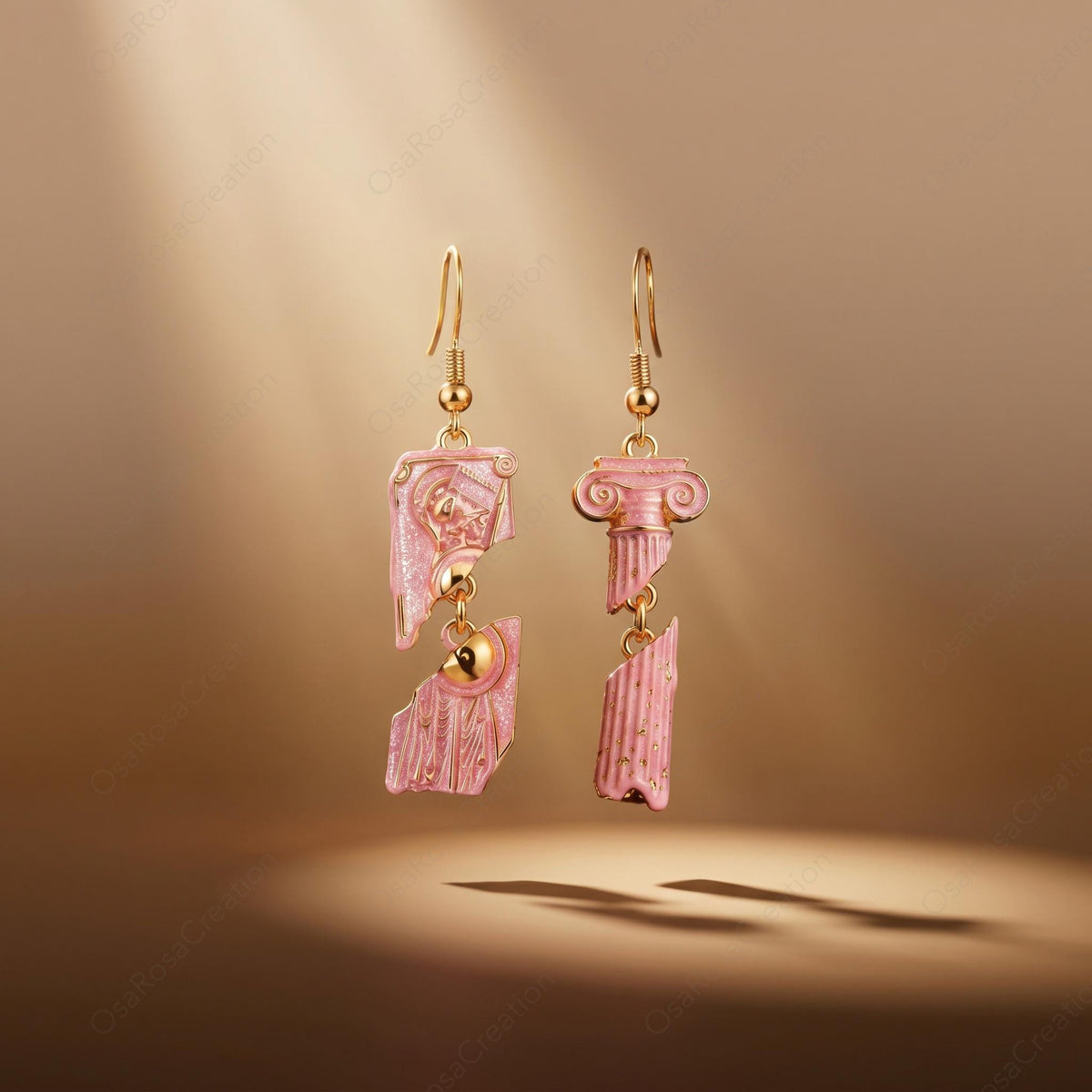 Broken Pink Column Earrings