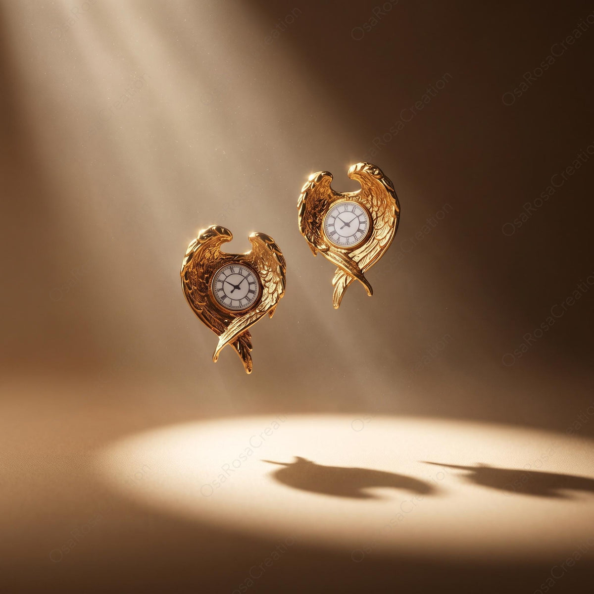 Angel Wing Clock Earrings
