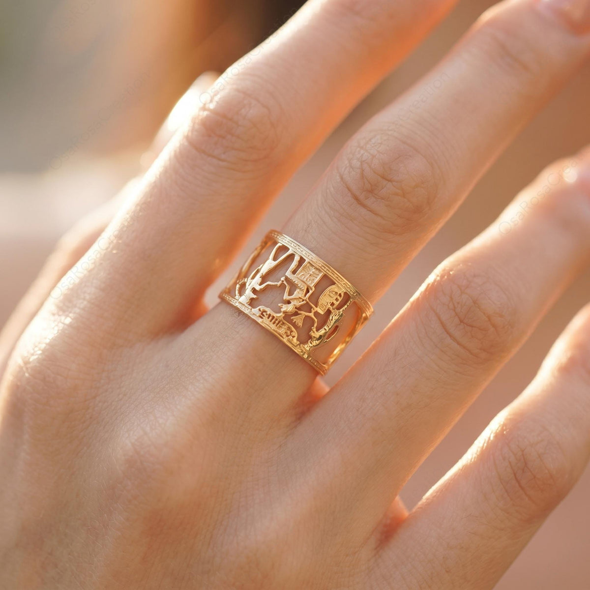 Nile Hieroglyph Ring