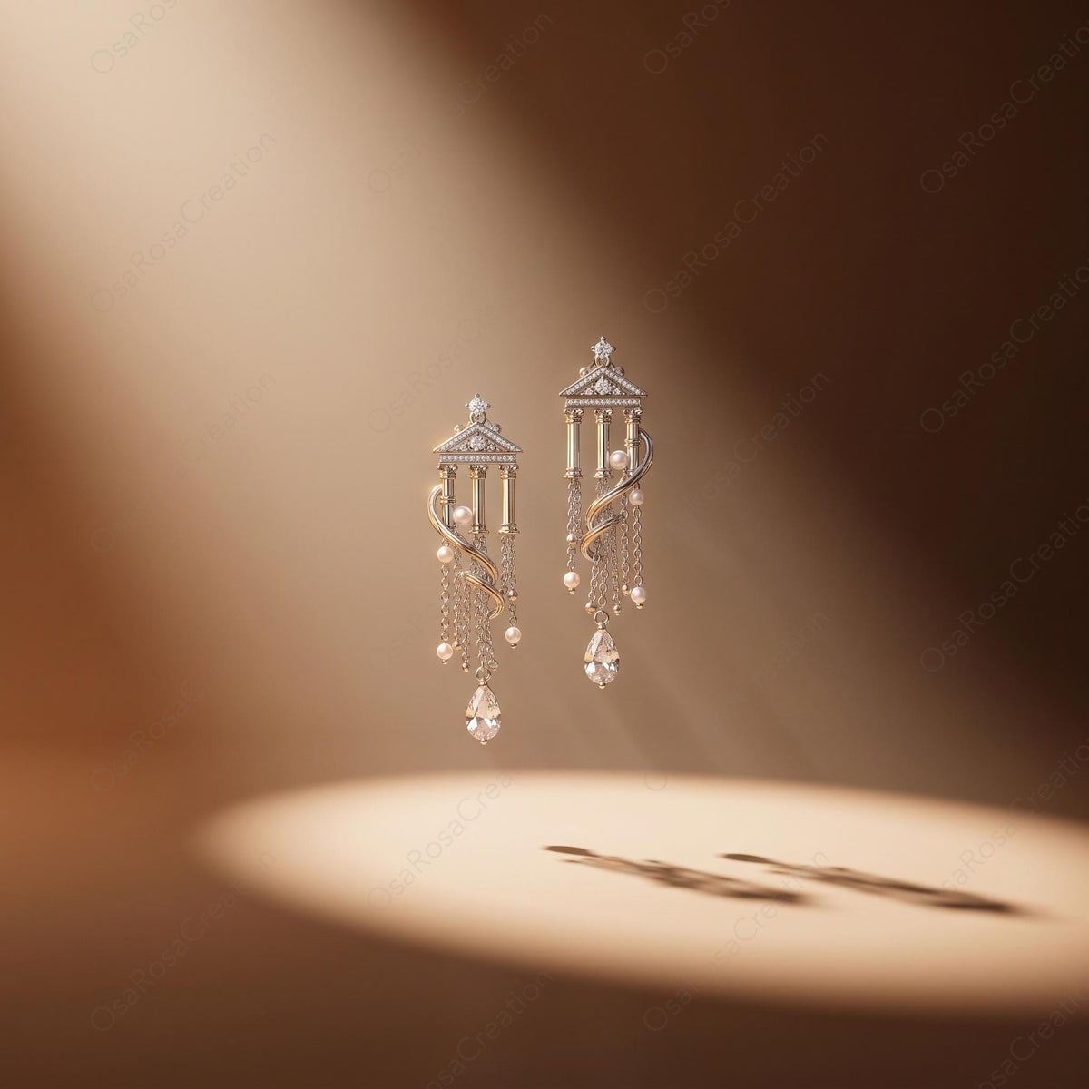 Temple Pearl Tassel Earrings