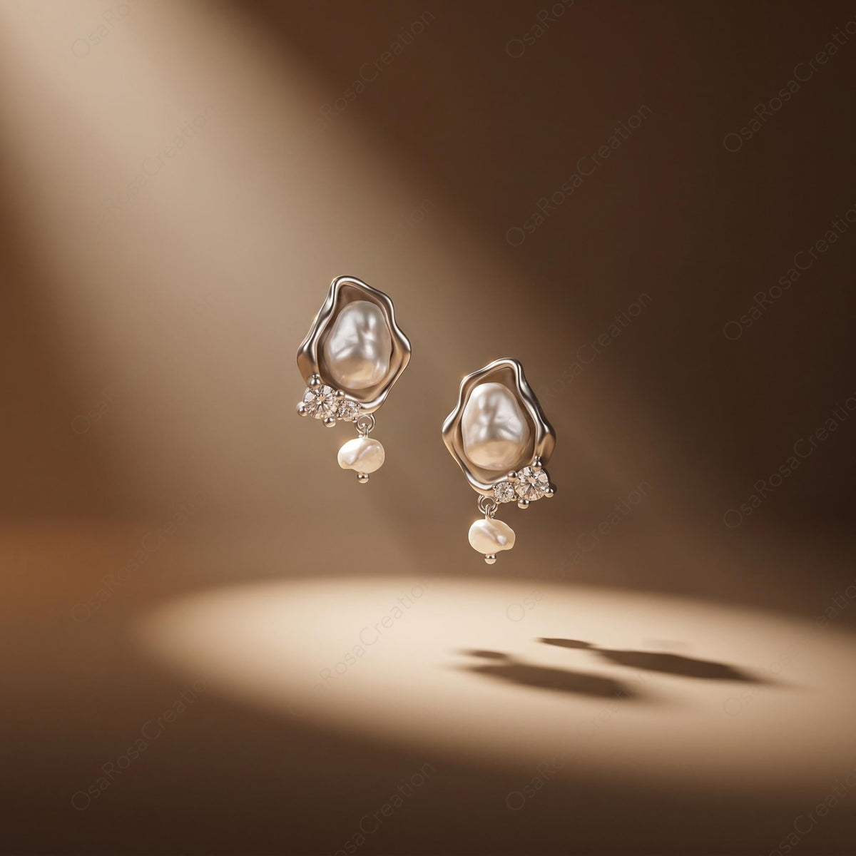 Baroque Pearl Wave Earrings