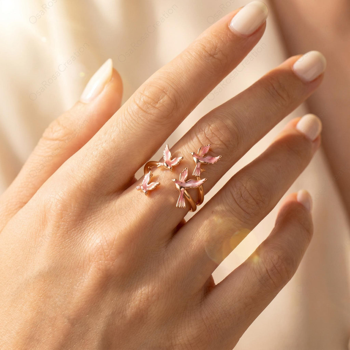 Anello Rondine Rosa
