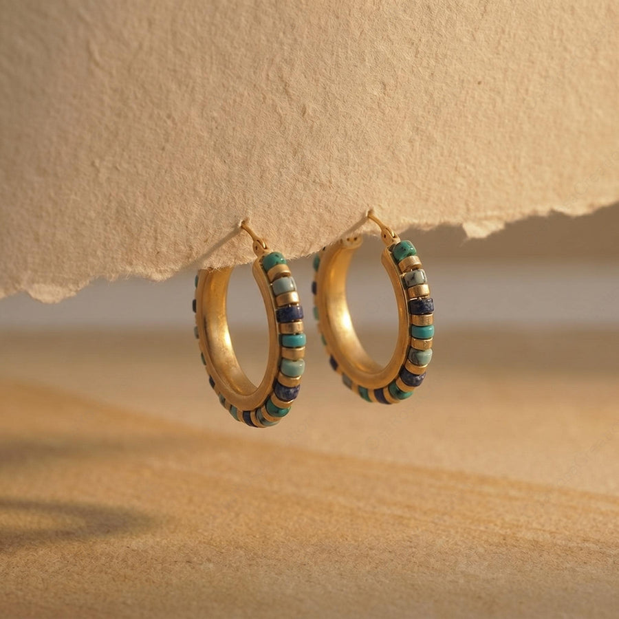 Mediterranean Blue Bead Hoops