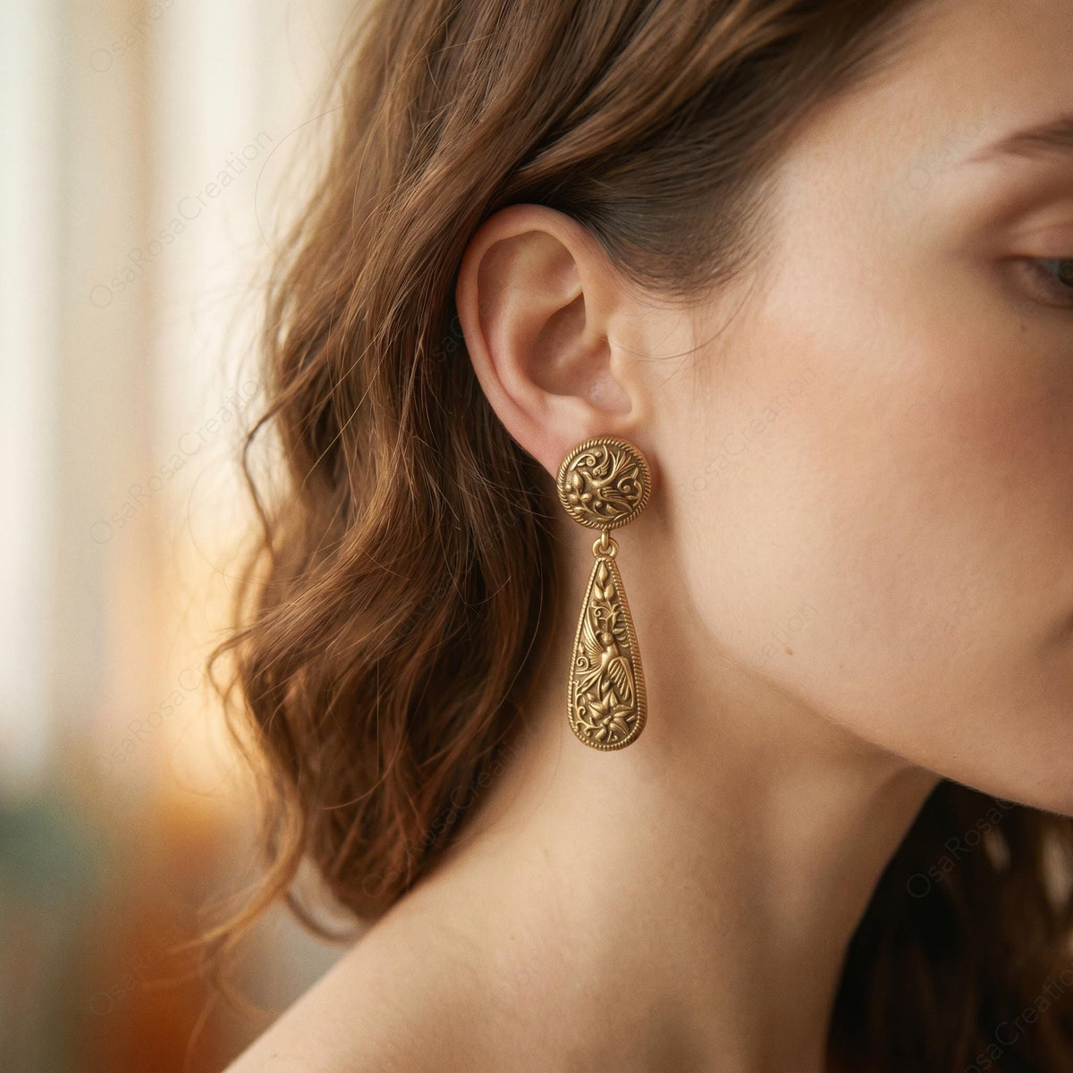 Victorian Botanical Teardrop Earrings