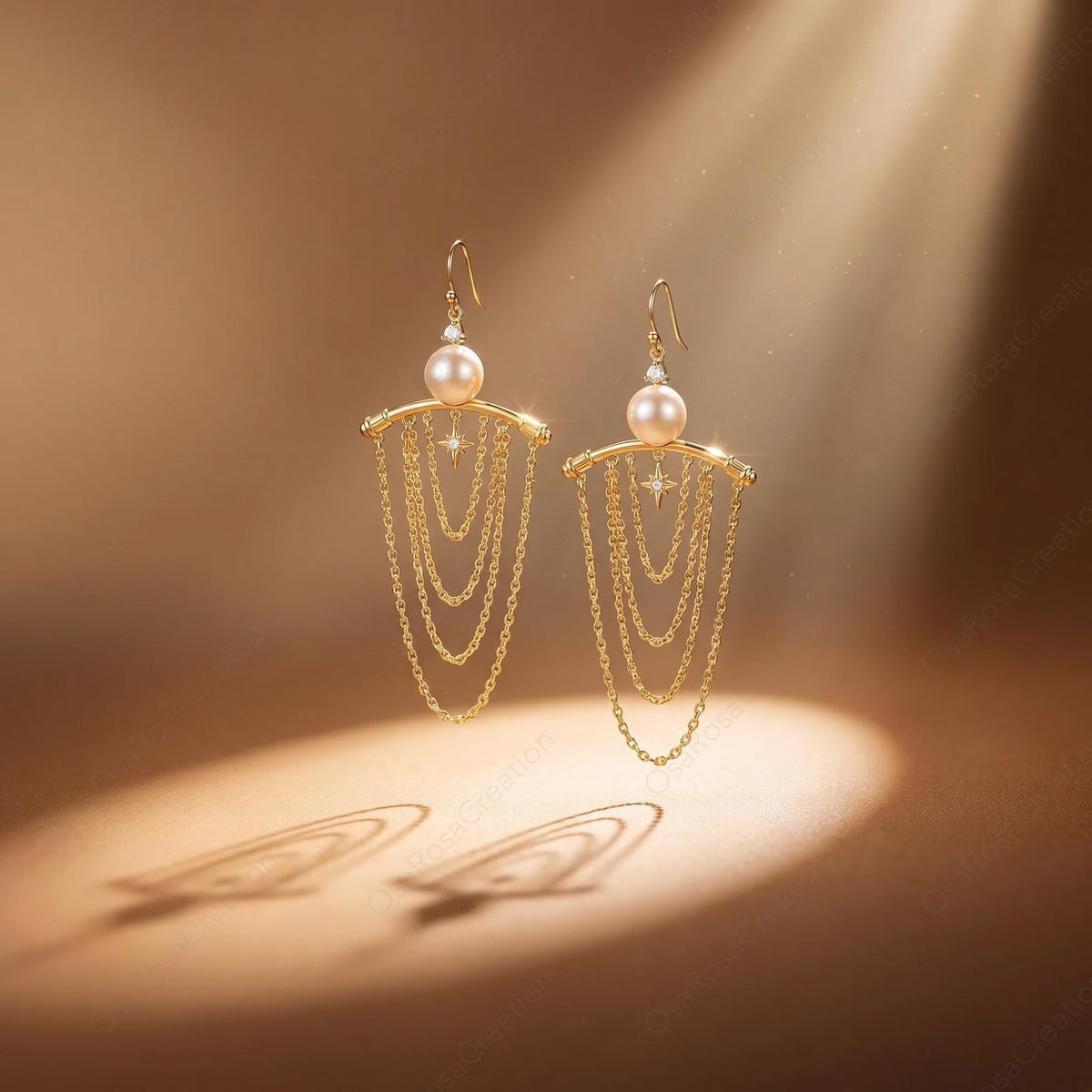 Celestial Pearl Star Earrings