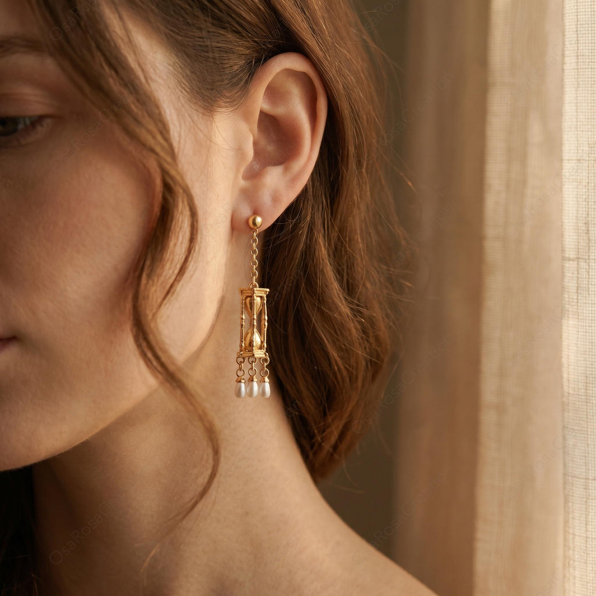 Eternal Hourglass Pearl Earrings