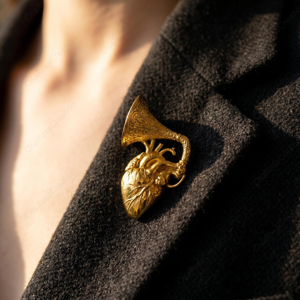Broche Cœur Gramophone