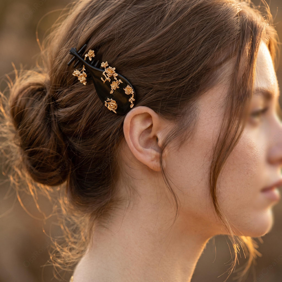 Gilded Rose Hair Comb