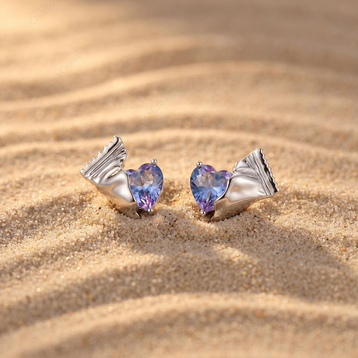 Crushed Heart Gem Earrings