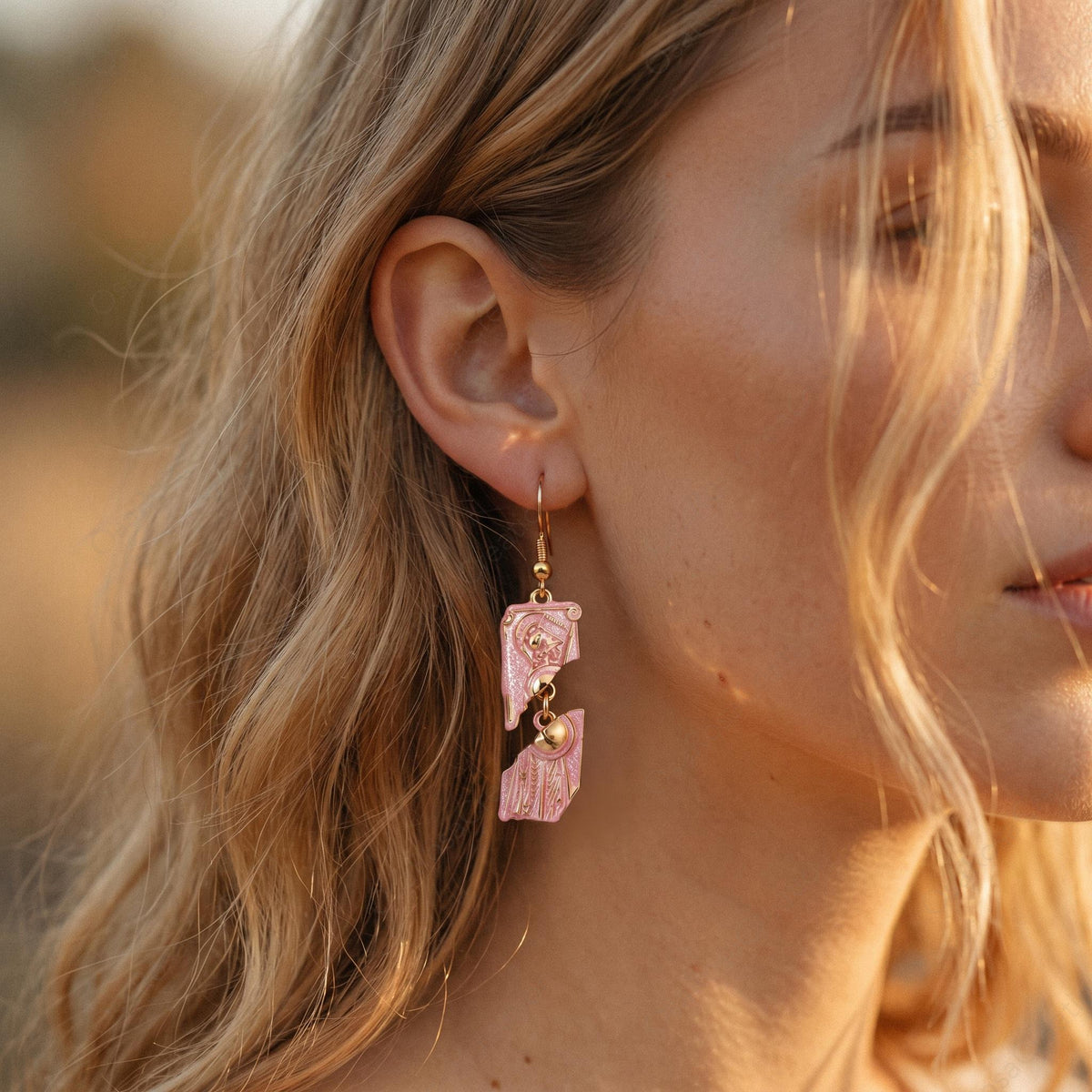 Broken Pink Column Earrings