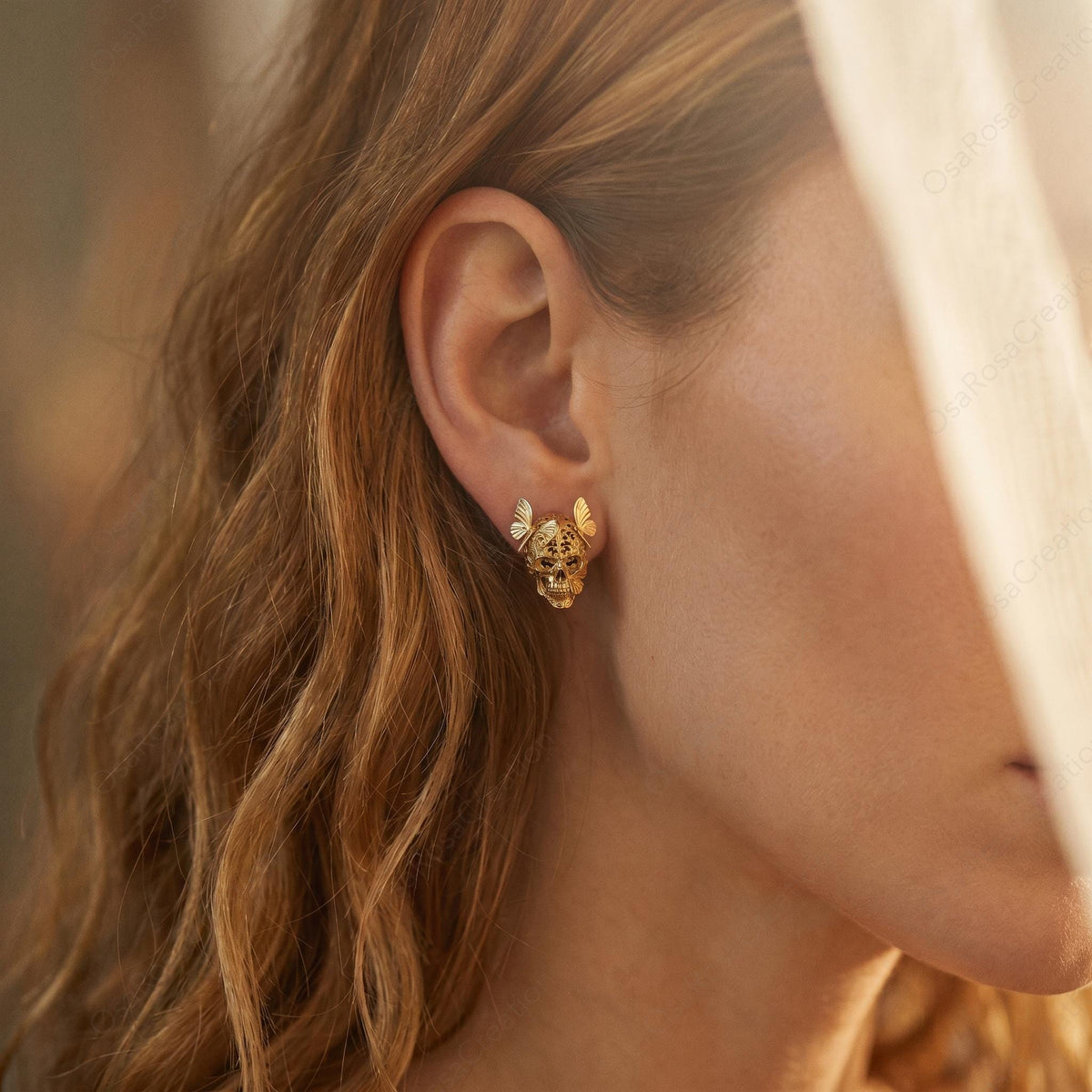 Skull Butterfly Studs