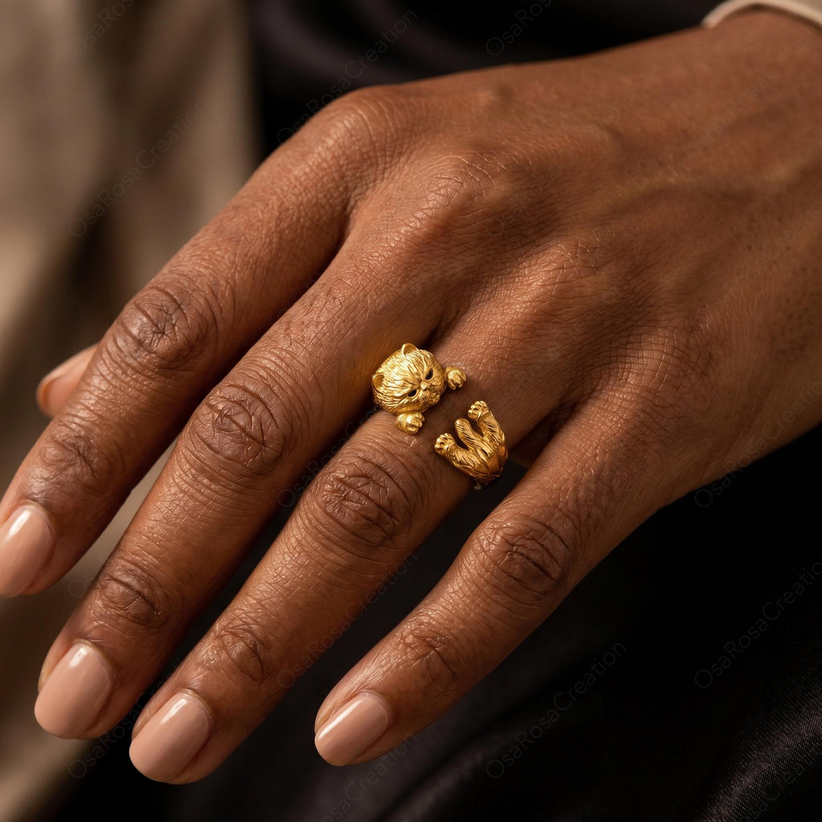 Bague chat enroulée