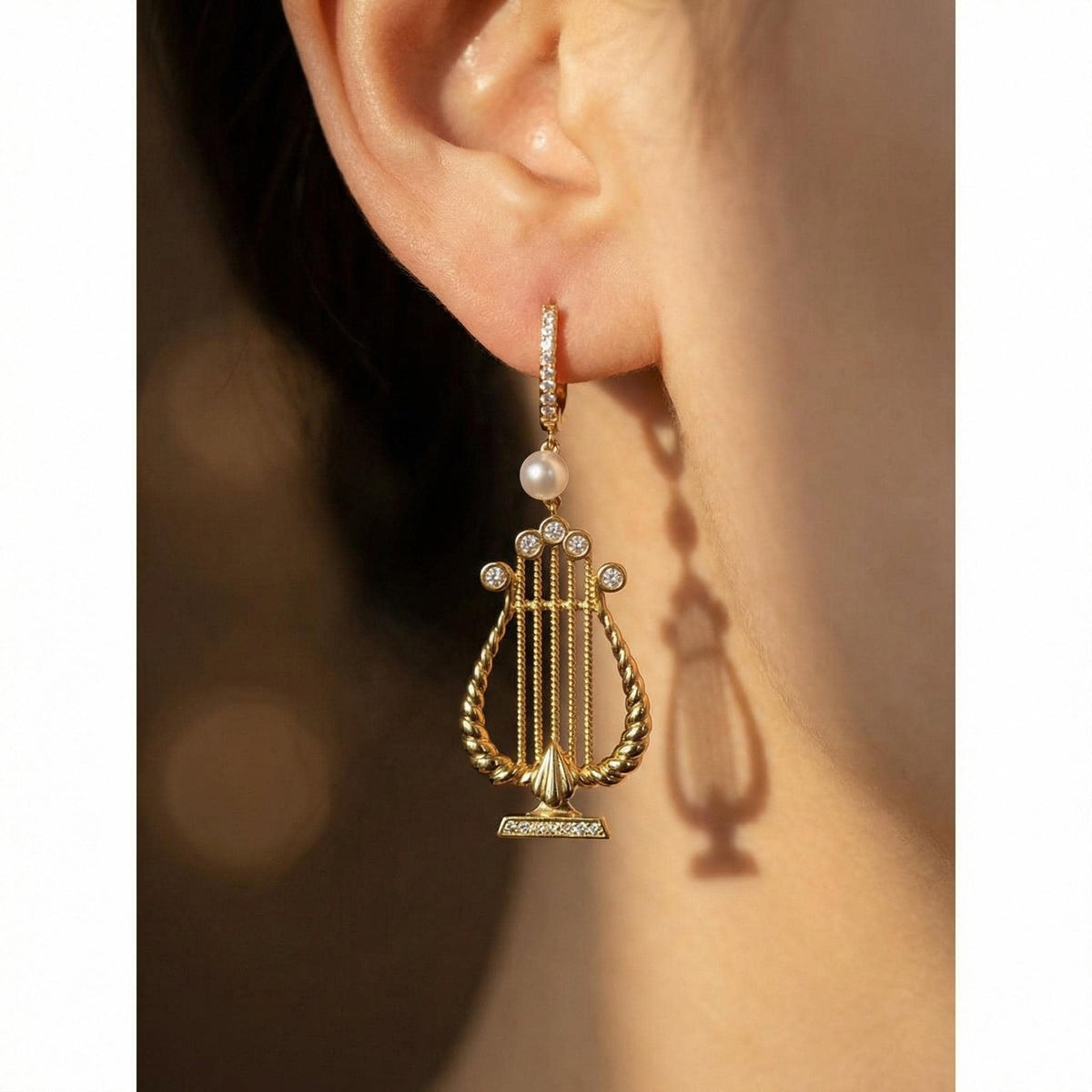 Pearl Lyre Earrings