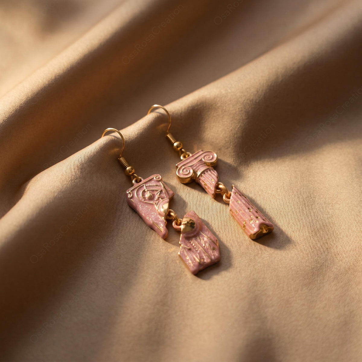 Broken Pink Column Earrings