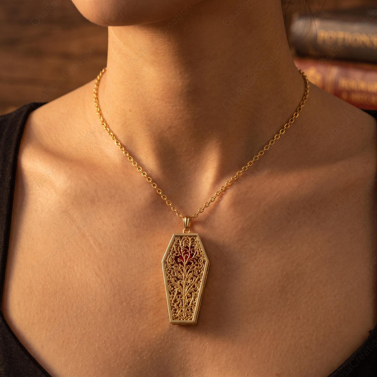 Rose Coffin Locket